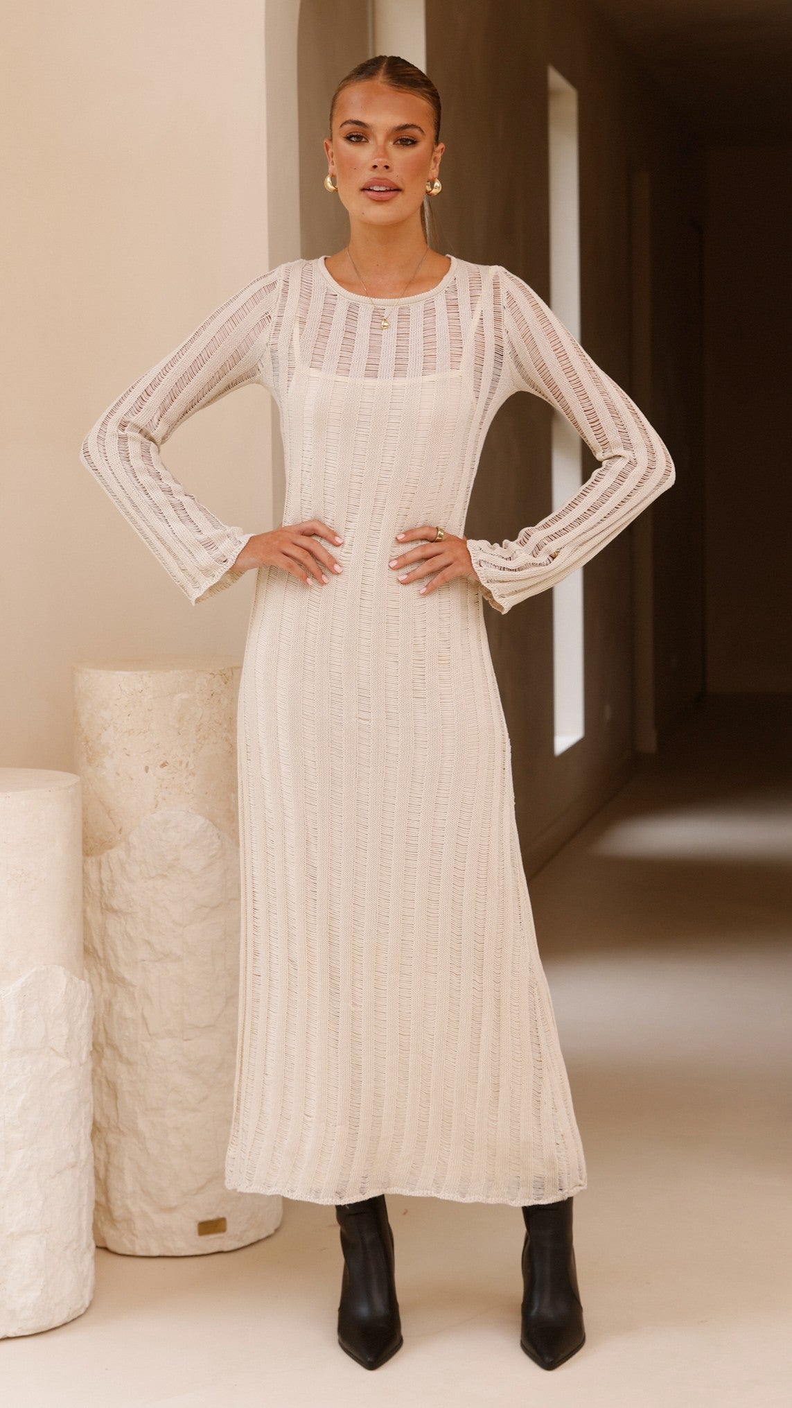 Allure Maxi Dress in Beige - Elegant Long Flowy Summer Dress for Women | Perfect for Beach, Vacation, and Evening Outings