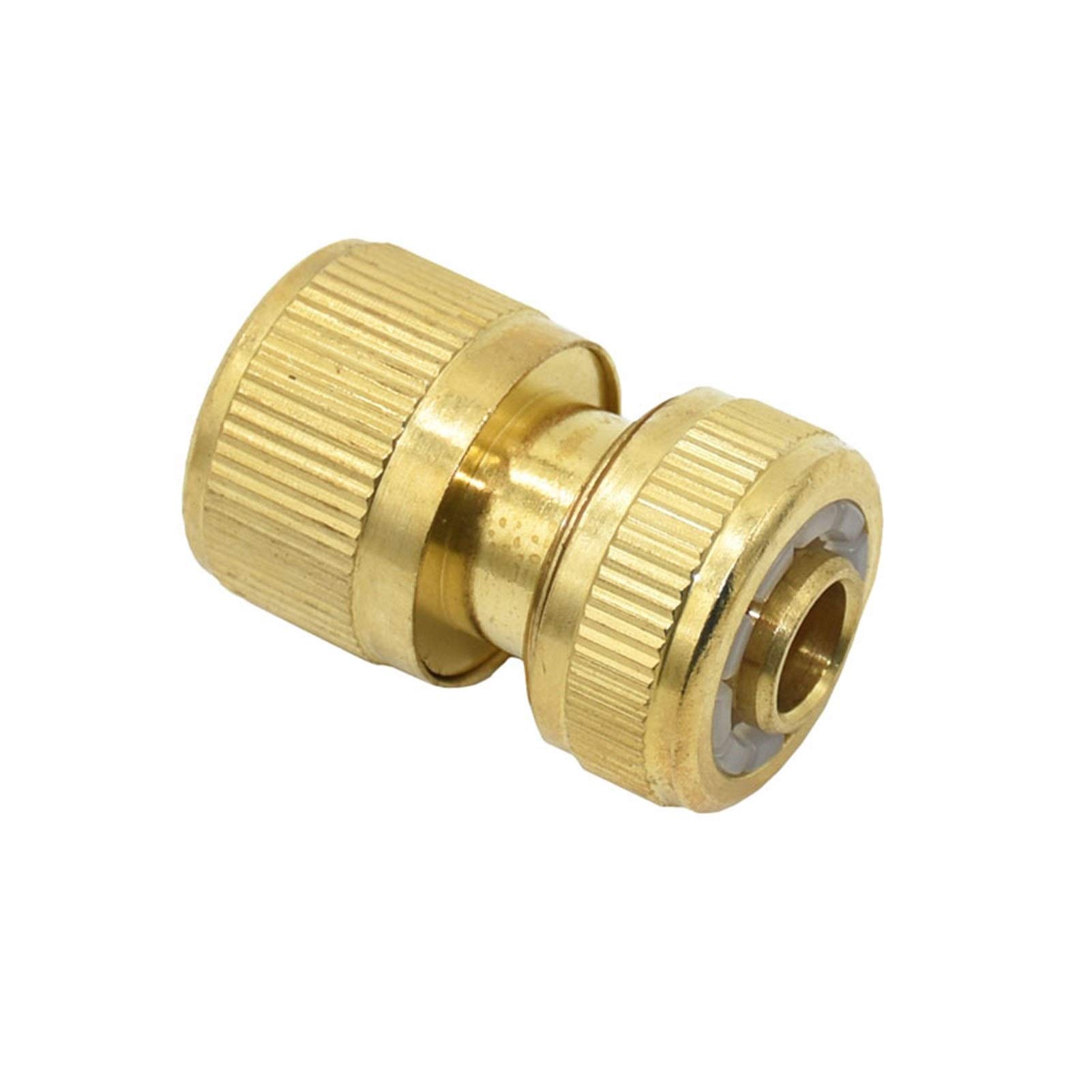 1/2 Inch Brass Garden Hose Quick Connector - 16mm Water Stop Fitting for Irrigation Systems | Durable Copper Coupling for Outdoor Watering, Lawn Care & Gardening Tools (Waterstop Connector)