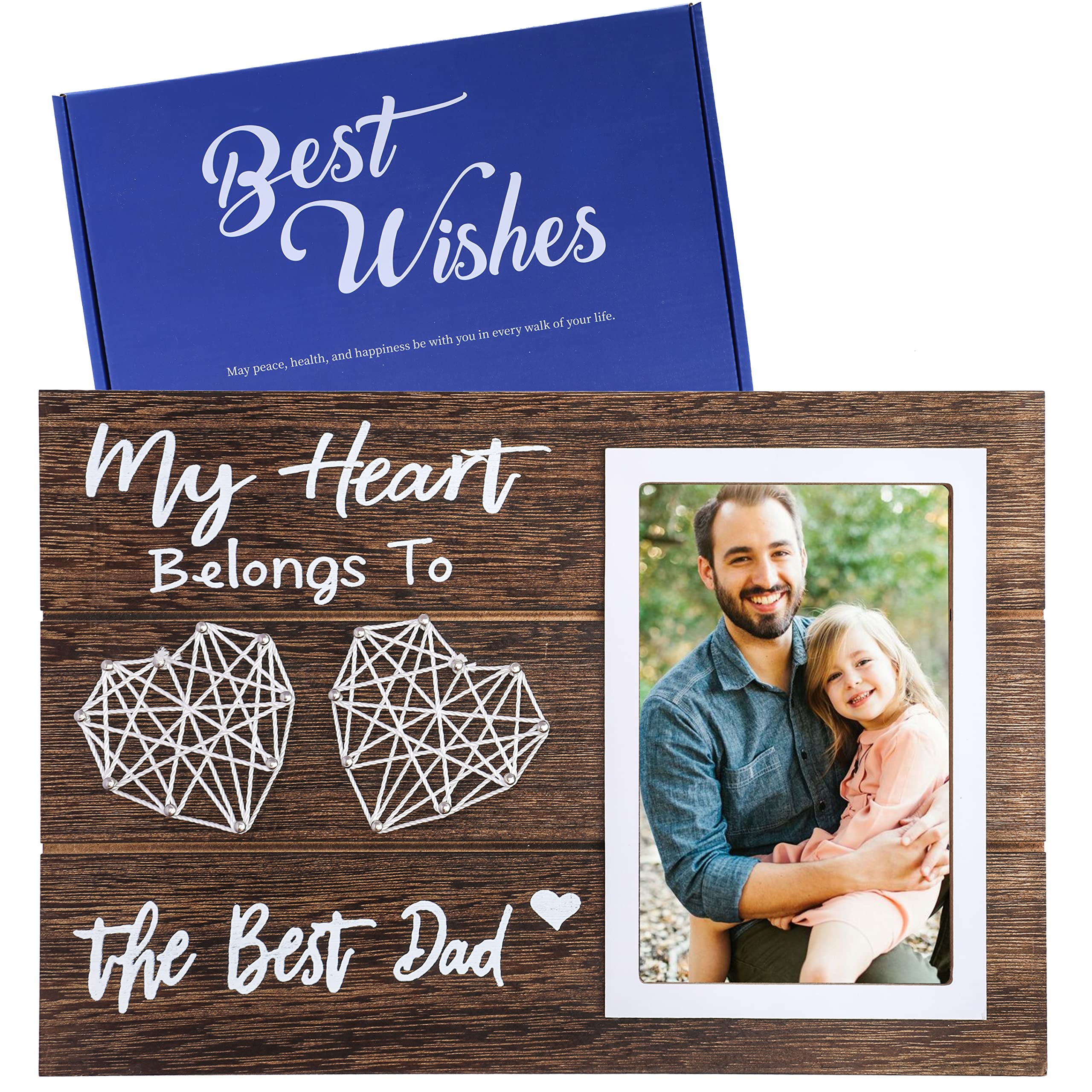 Best Dad Picture Frame - Unique Father's Day, Birthday & Christmas Gifts for Dad from Daughter or Son - Perfect for Office Desk, Home Decor & Special Occasions