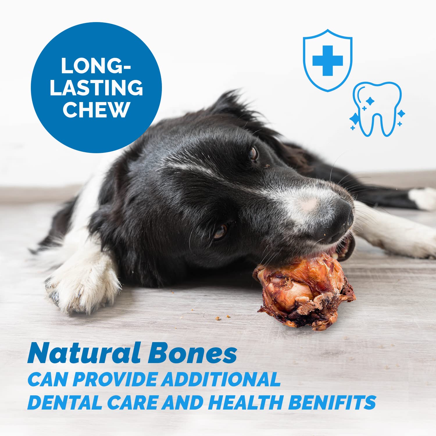Premium 100% Natural Grass-Fed Beef Knee Cap Dog Bones - All-Natural Long-Lasting Chews for Dogs, No Additives or Preservatives - USA Made Dental Treats for Oral Health (Pack of 3) - Perfect for Aggressive Chewers & Teeth Cleaning