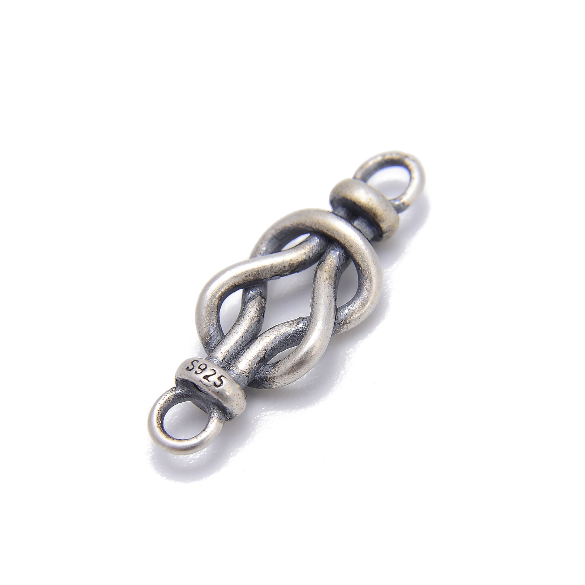 925 Sterling Silver Anti-Tarnish Rope Connector - 8.5x17mm (2Pcs/Bag) - Jewelry Making Supplies for Necklaces, Bracelets & DIY Crafts