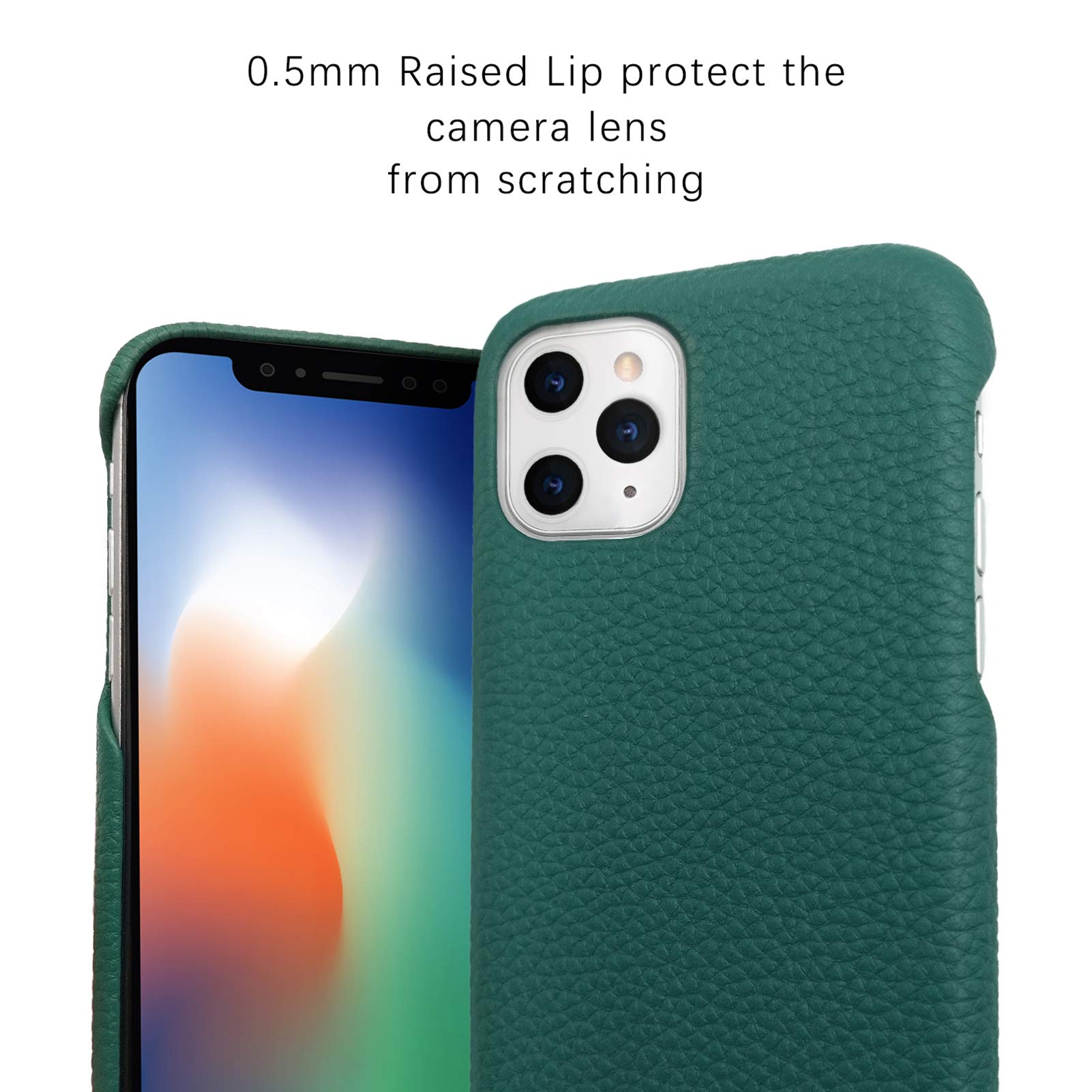 Premium Handmade Genuine Leather Crossbody Phone Case for iPhone 11 Pro - 5.8 Inch Real Leather Cover with Wireless Charging Support (Green) | Perfect for Daily Use, Travel & Outdoor Activities