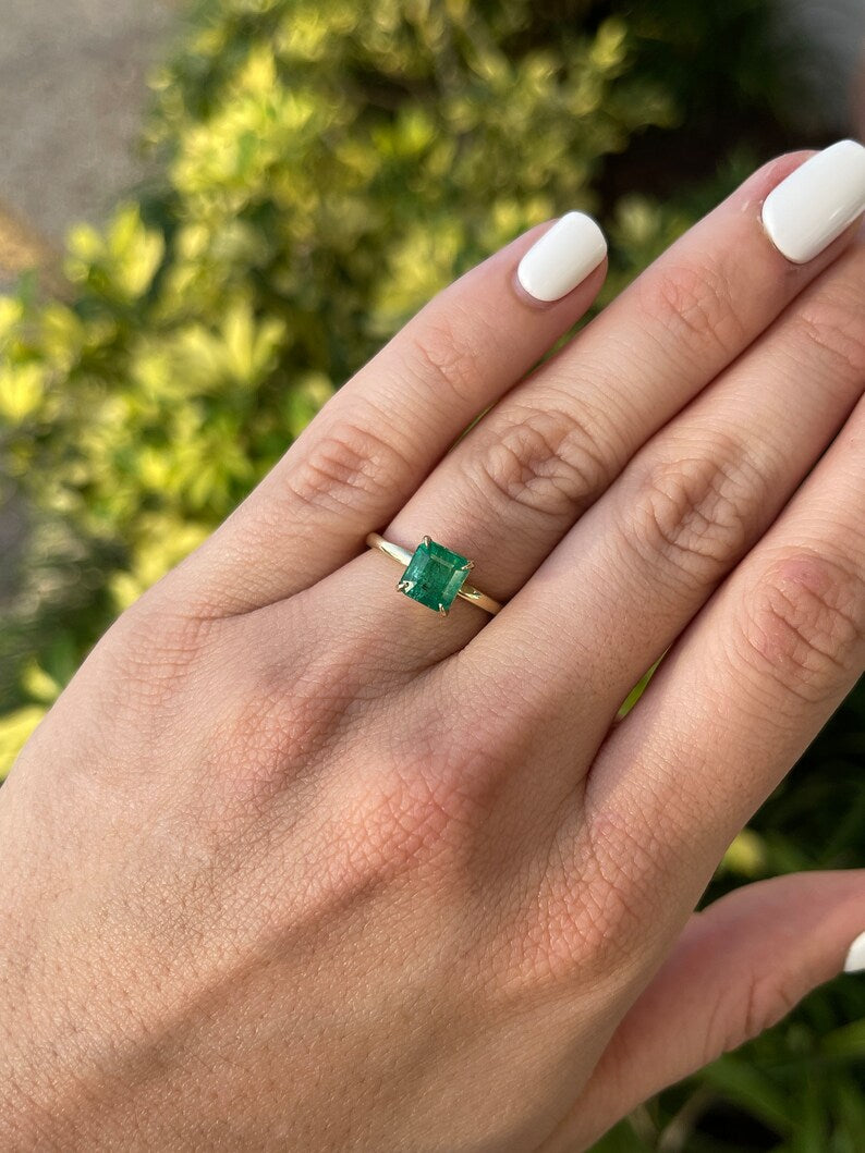2.65ct 14K Gold Emerald Cut Solitaire Engagement Ring for Women - Classic Wedding Band, Anniversary Gift, Proposal Jewelry - Perfect for Romantic Occasions & Special Moments