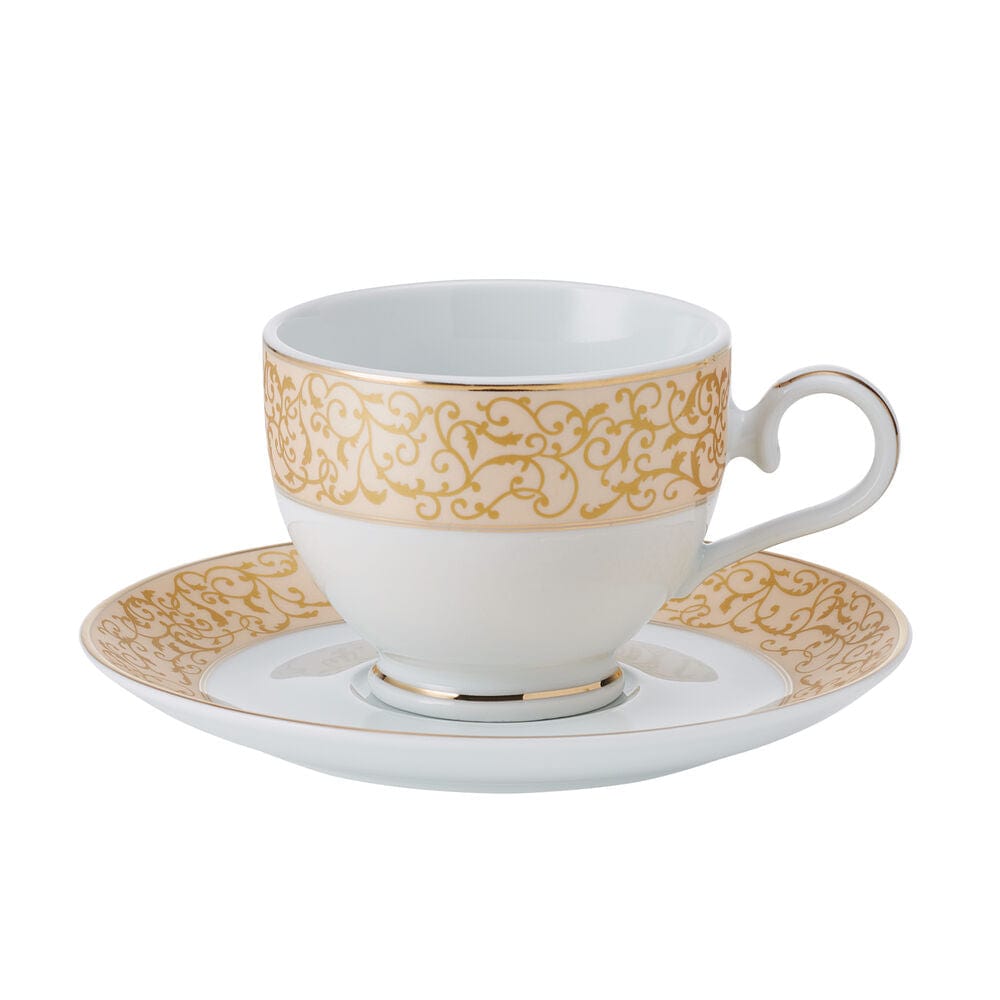Luxury 40-Piece Gold Dinnerware Set for 8 - Elegant Parchment Color Fine China for Formal Dining, Wedding Registry & Special Occasions