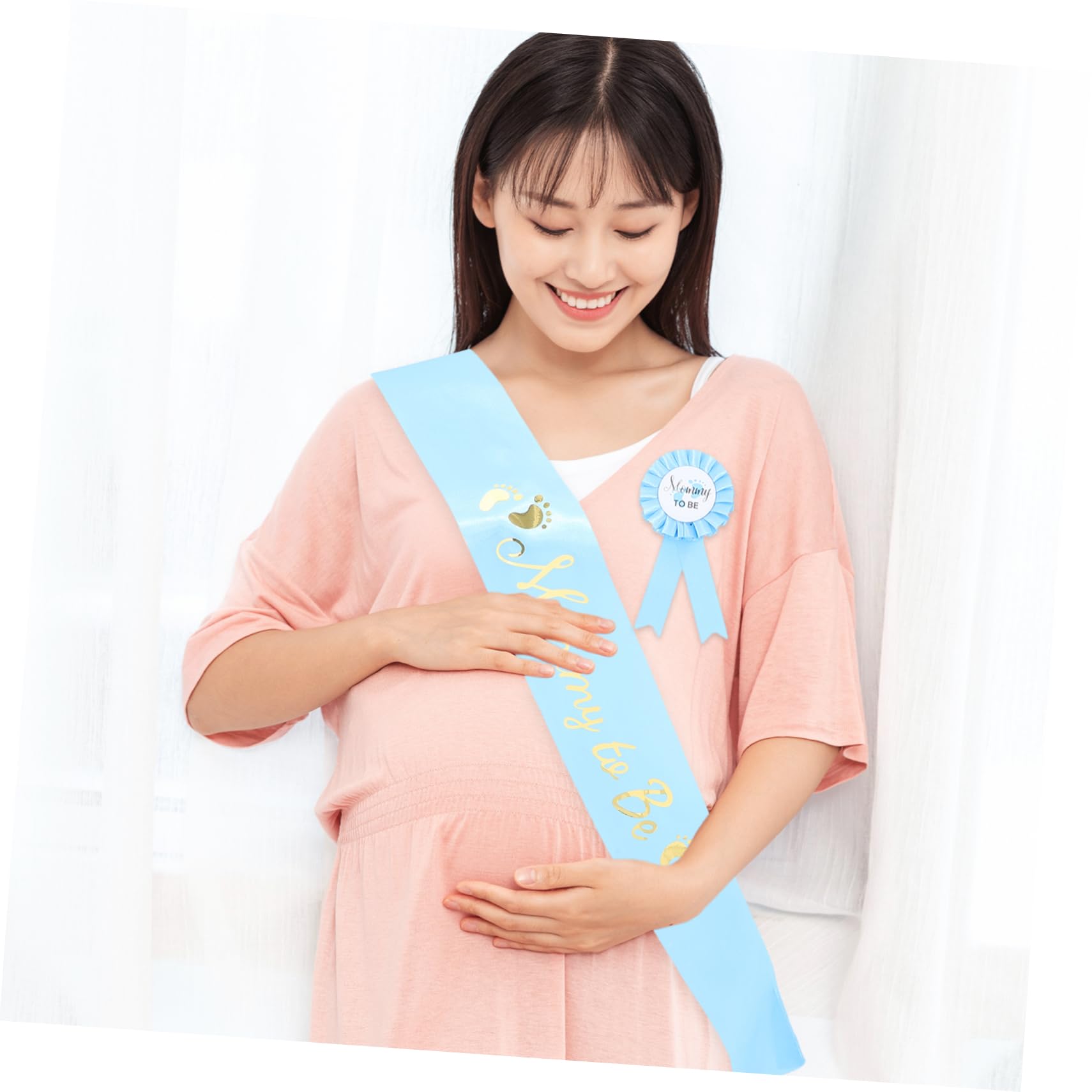 IWOWHERO Maternity Shoulder Sash & Badge Set - Mom to Be Shower Pin, Dad to Be Badge - Perfect for Baby Shower, Gender Reveal & Pregnancy Announcement Parties