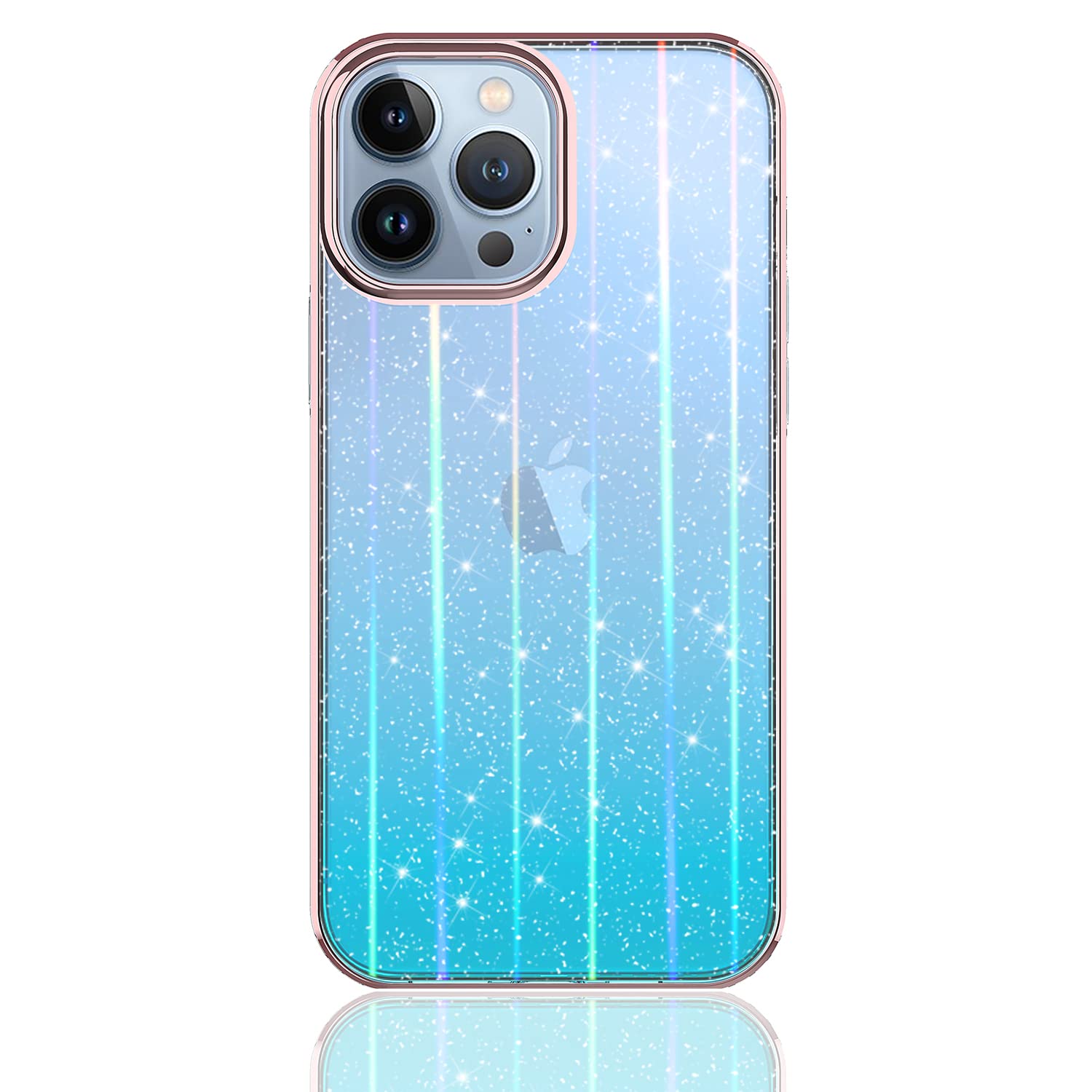 Rosebono iPhone 13 Pro Case - Sparkling Glitter Laser Blue Ultra Clear Fashionable Shockproof Cover | Slim Protective Phone Case for Women & Girls | Perfect for Parties, Travel & Everyday Use