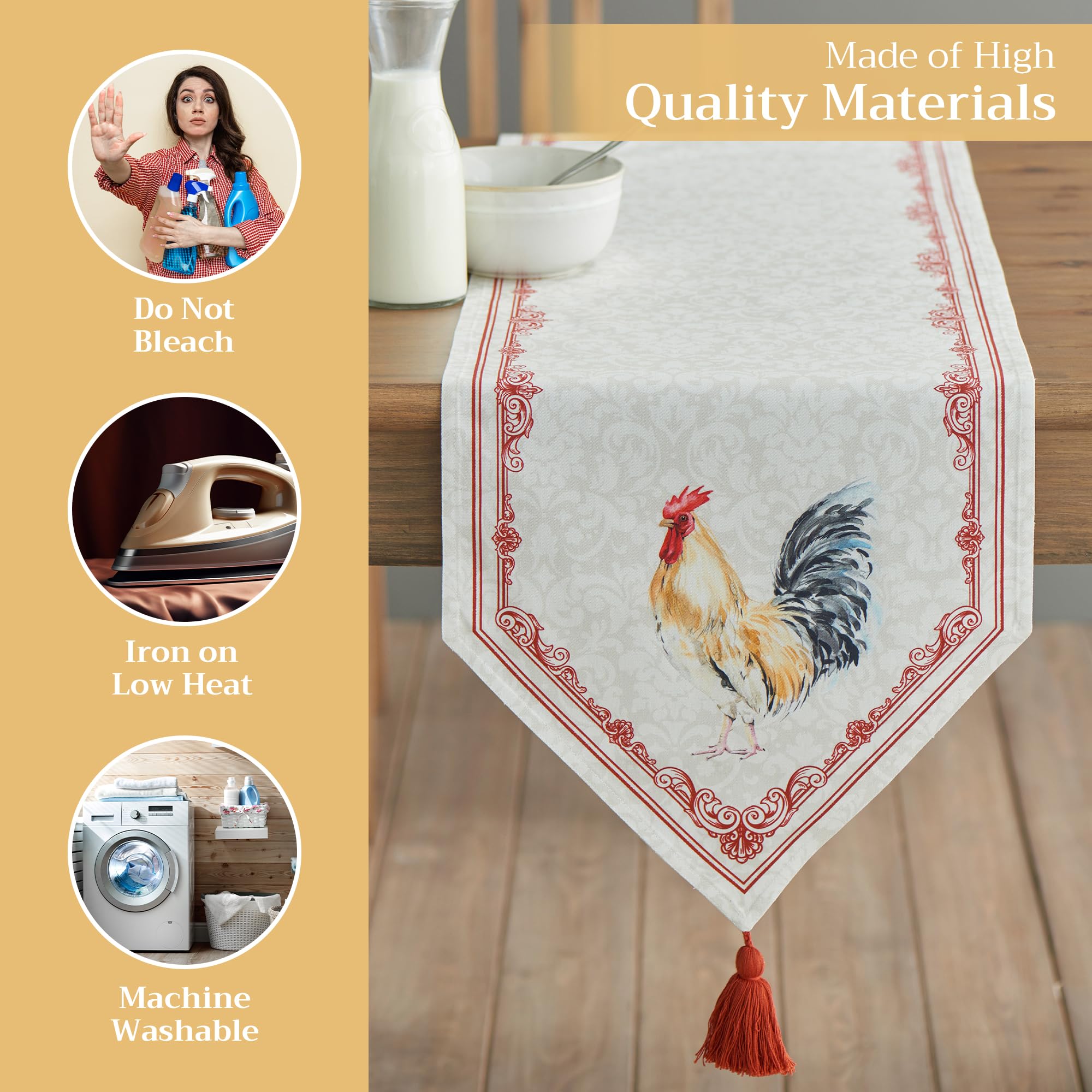Maison d'Hermine 100% Cotton Double Layer Easter Table Runner - 108 Inch Long Farmhouse Style Dining Decor for Spring, Summer, Kitchen, Party & Camping (Campagne, 14.5x108 in) - Perfect for Easter Celebrations, Picnics and Outdoor Dining