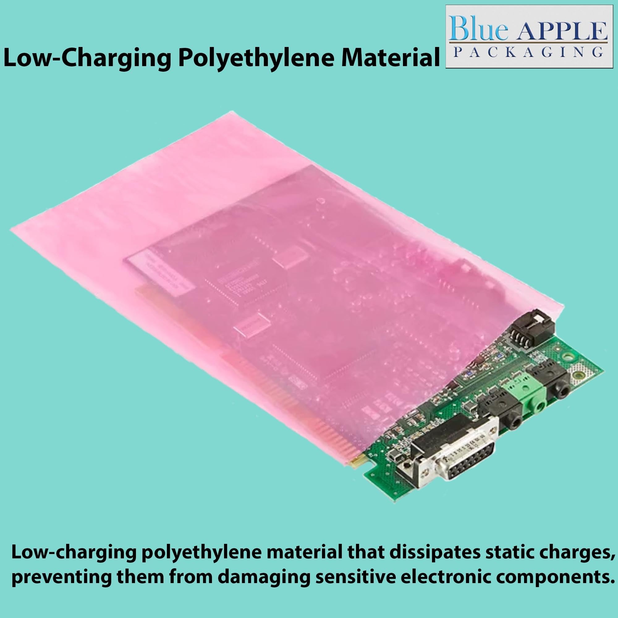 Pink Anti-Static Plastic Flat Bags - 3x5 Inches, 2 Mil Thick (Pack of 100) | Heavy Duty Heat Sealable Packaging Bags for Small Parts, Jewelry & Crafts | Perfect for Ecommerce, Retail & Small Business Product Protection