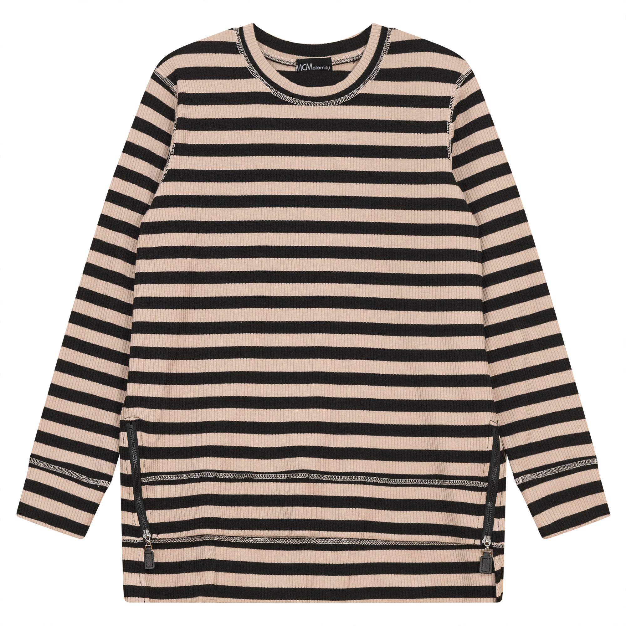 Stylish Striped Maternity Zip-Up Hoodie - Comfortable Pregnancy Top for Casual Wear & Nursing - Perfect for Everyday Outfits & Mother-Baby Bonding Time