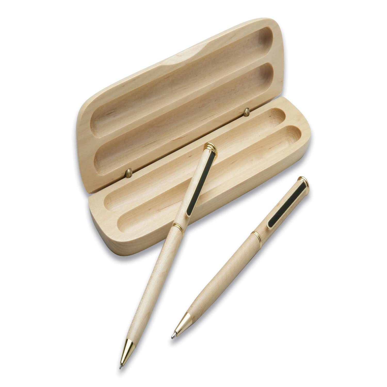 SKILCRAFT Imperial Ballpoint Pen and Pencil Set - Retractable Medium 0.5mm Black Ink Tri-Wood Barrel - Premium Writing Tools for Office, School & Business Gifts
