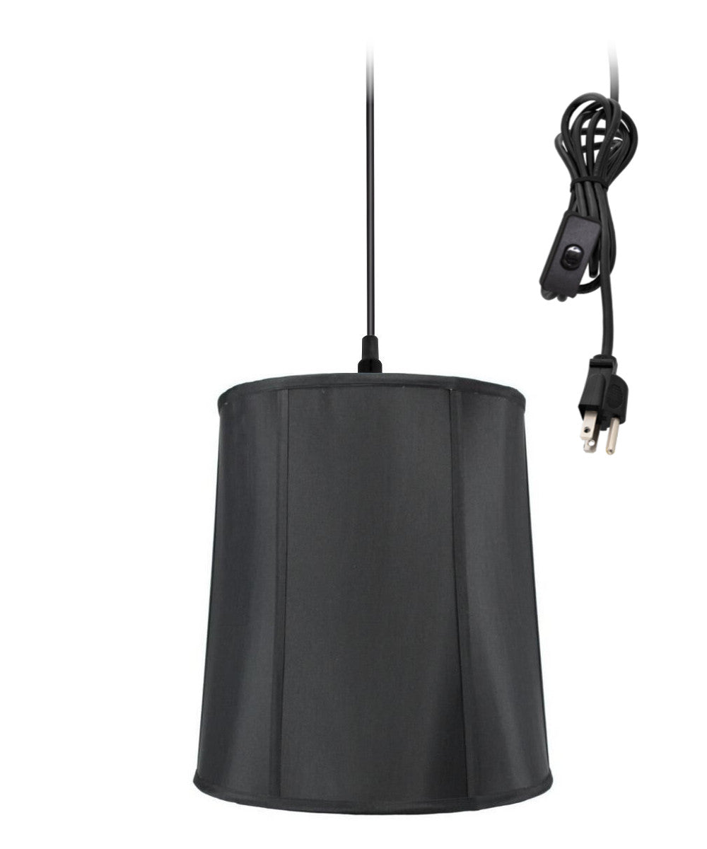 14W Plug-In Swag Pendant Ceiling Light with Black Shade - Modern Hanging Fixture for Bedroom, Kitchen, or Dining Room Lighting
