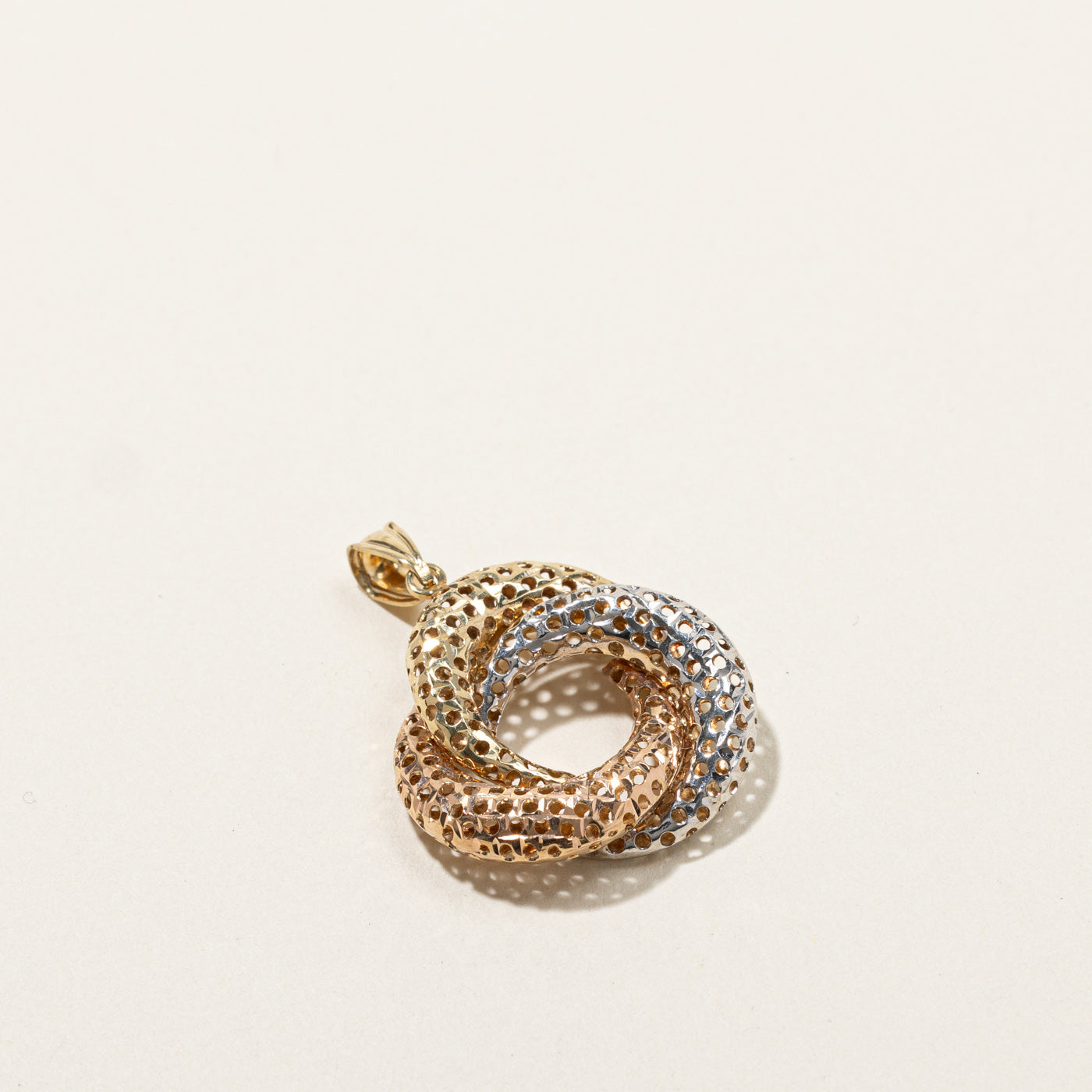 Elegant Tri-Tone Gold Textured Pendant Necklace for Women - Perfect for Parties, Weddings & Everyday Wear