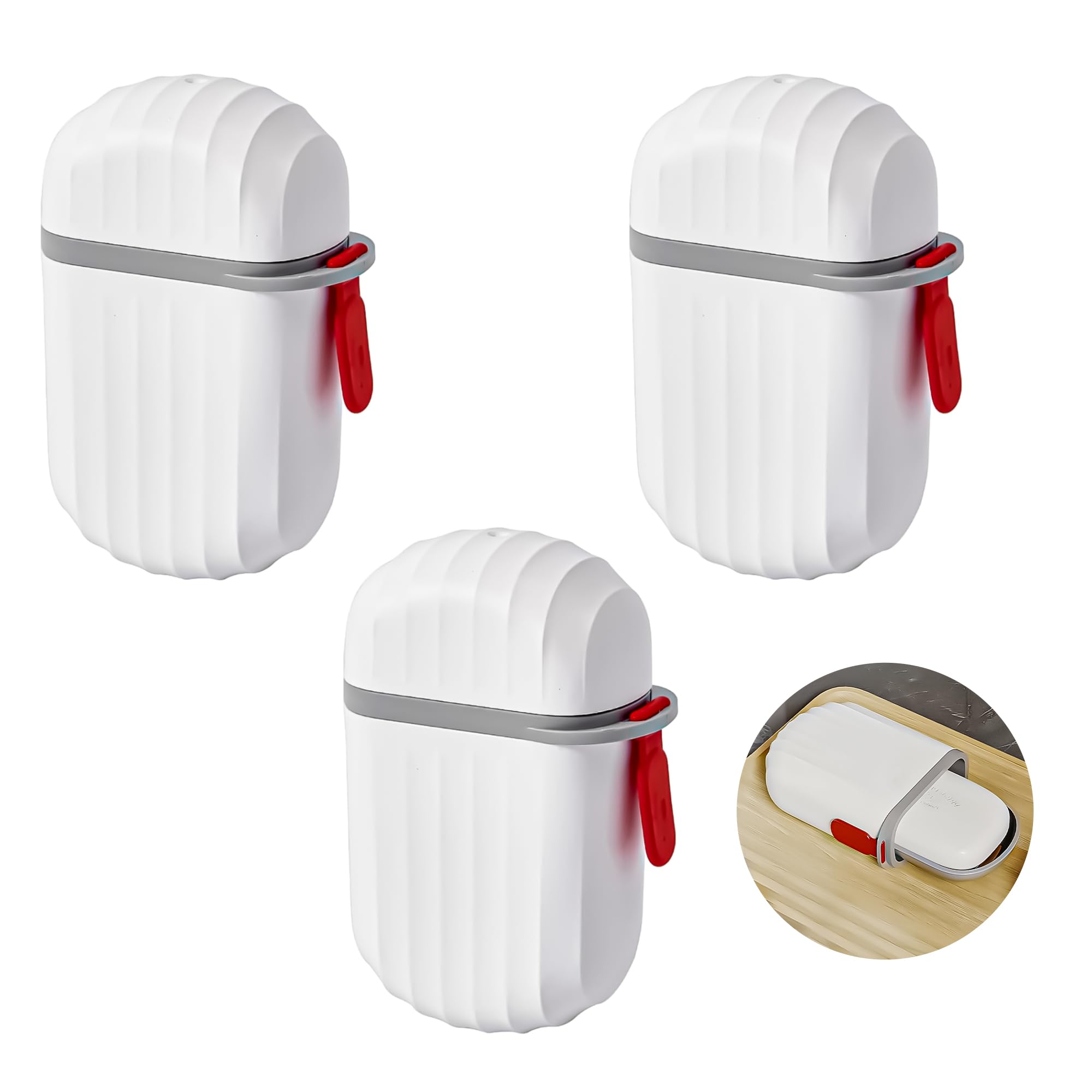 Eightiz 3-Piece Travel Soap Holder Set - Compact & Durable Plastic Soap Dish for Home, Camping, Hiking - Portable Soap Storage Case for Travel Accessories (White) - Perfect for Gym, RV Trips & Outdoor Adventures