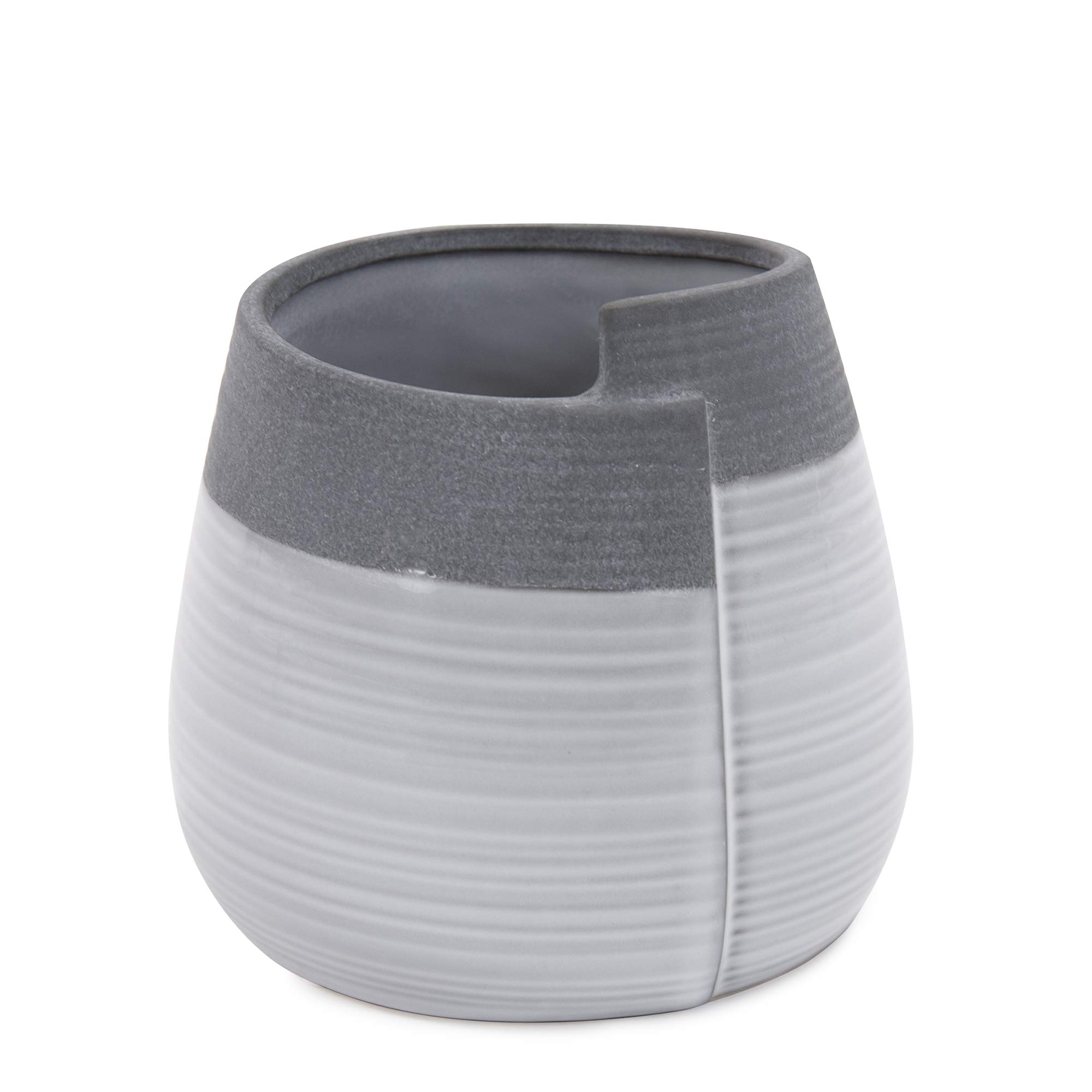 Howard Elliot Rolled Small Two-Toned Gray and White Ceramic Vase - Modern Rustic Home Decor for Flowers, Wedding Centerpiece, Bookshelf Decor, Party Gift - 9