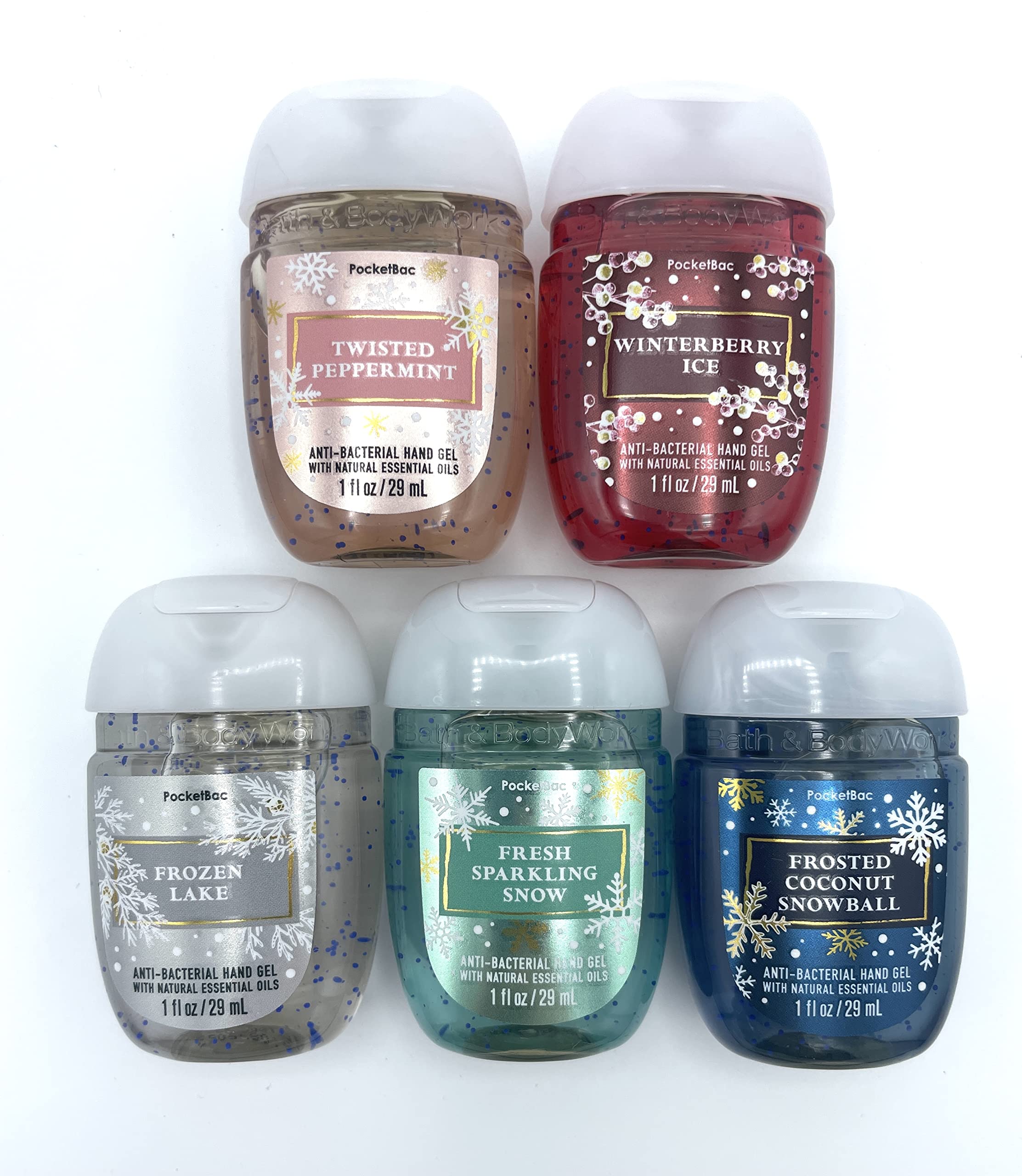 Bath & Body Works Holiday PocketBacs Hand Sanitizer 5-Pack - 1 Fl Oz Each (Assorted Holiday Scents) - Perfect for Travel, Office & Gifts