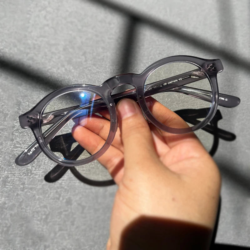 Stylish Unisex Black Acetate Round Full-Rim Eyeglasses Frame 5125 - Perfect for Reading, Work, and Everyday Fashion