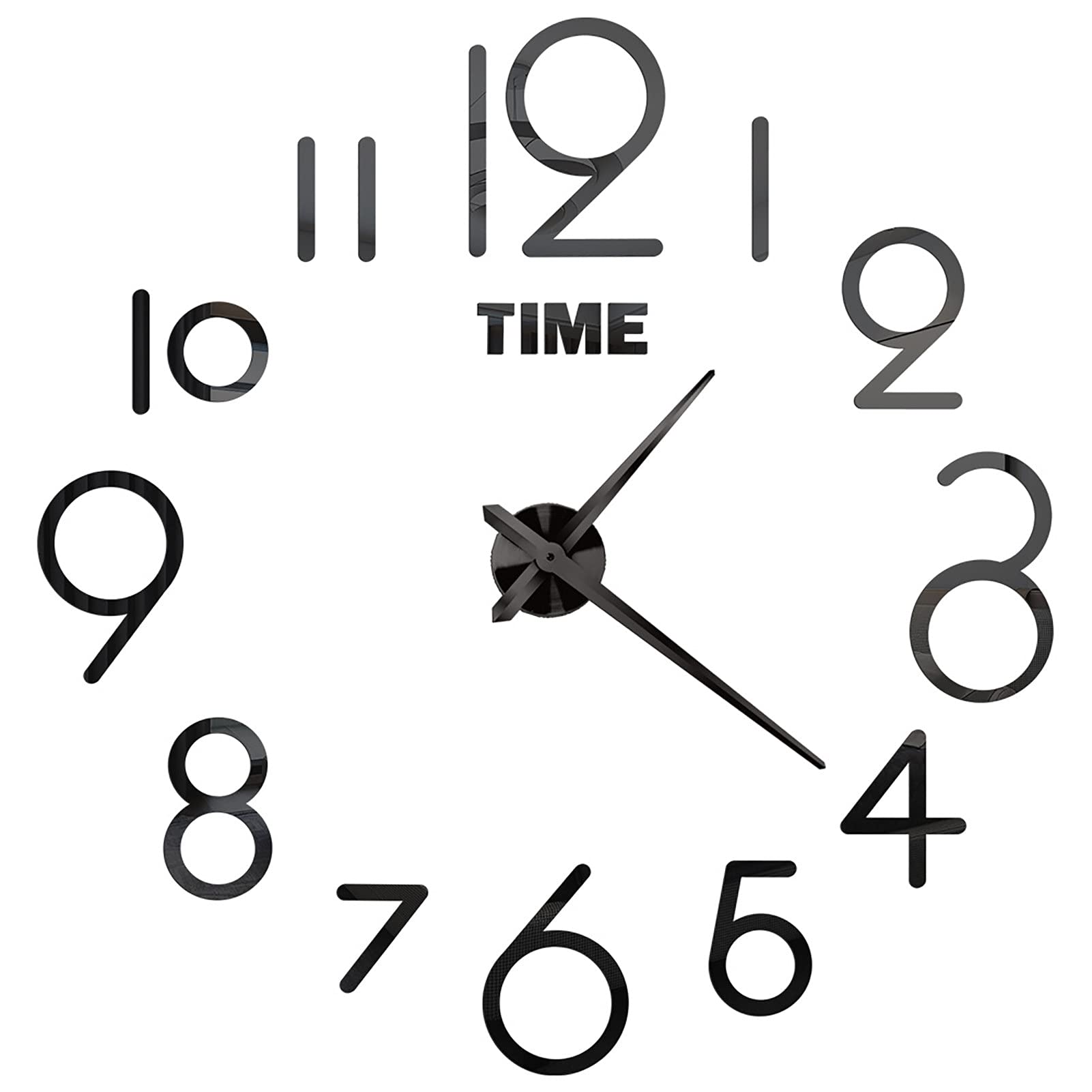 Modern 3D DIY Frameless Silent Wall Clock - Black Plastic Wall Sticker for Living Room, Bedroom, Office | Home Decor & Gift Idea