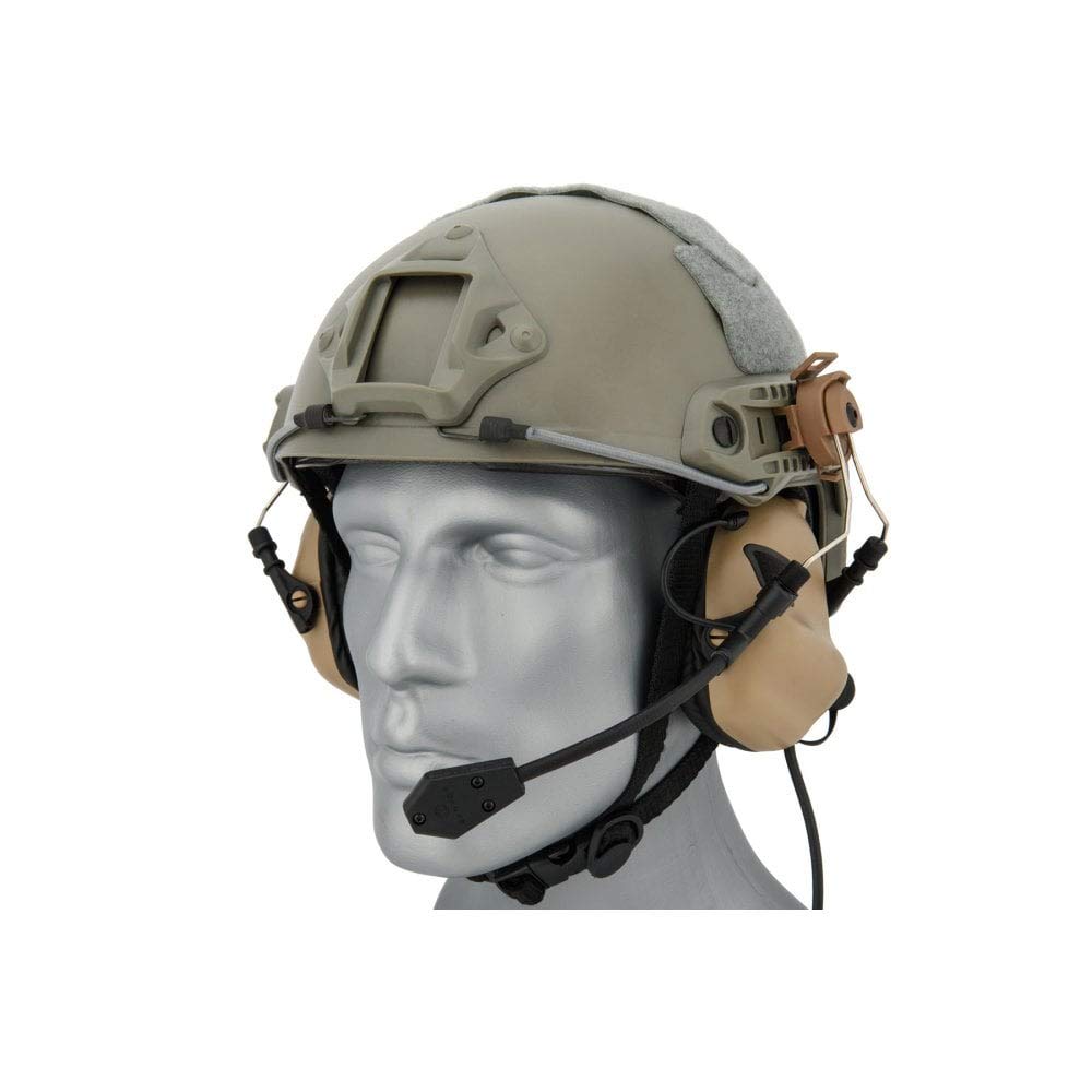 M32H Noise Reduction Safety Helmet Headset with 22dB NRR, Adjustable Headband - Tan for Construction, Shooting & Industrial Work