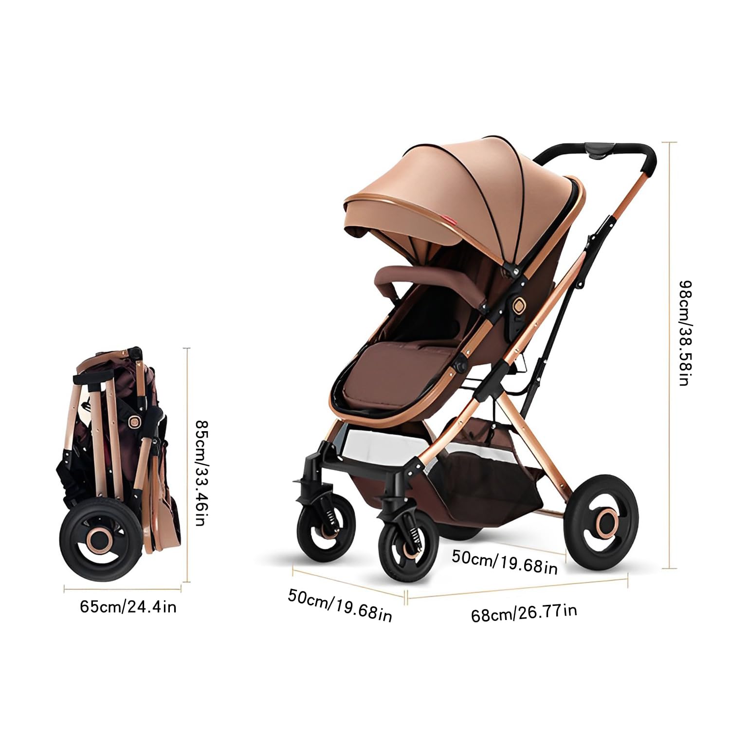 2 in 1 Convertible Baby Stroller & Bassinet - Reversible Newborn Pram with Adjustable Canopy | Foldable Lightweight Pushchair for Infants & Toddlers | Shock-Absorbent Wheels for Smooth Rides | Perfect for City Walks, Shopping & Travel