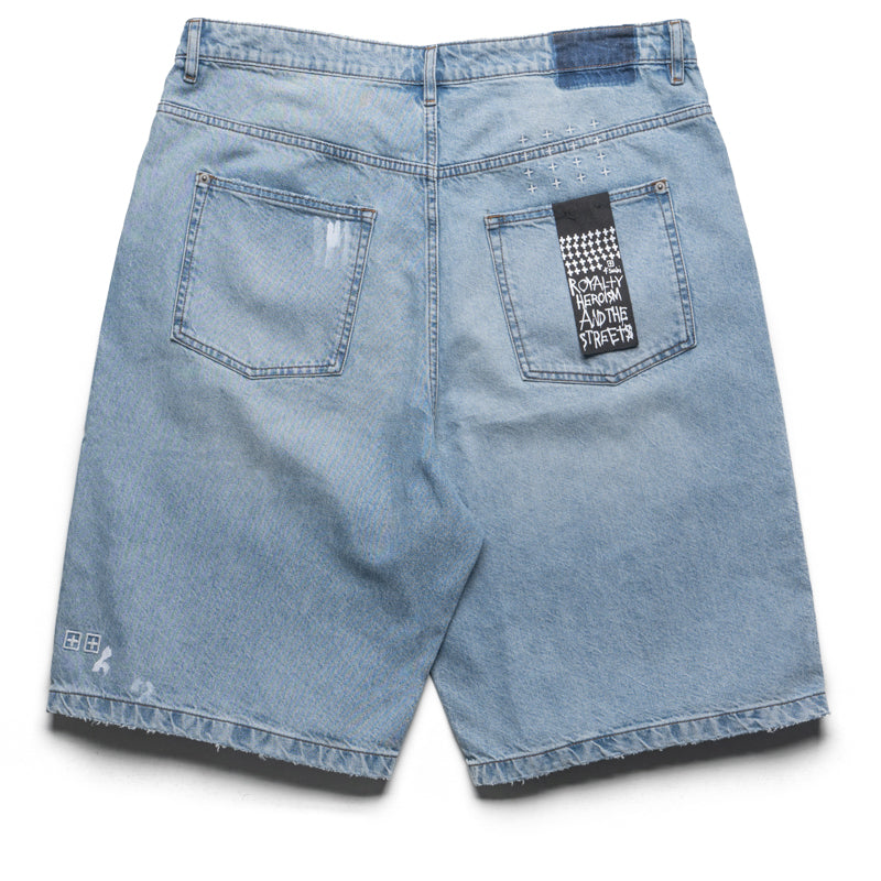Ksubi Maxx Painter Denim Shorts - Indigo Wash Distressed Denim Shorts for Men | Trendy Streetwear & Casual Summer Outfits