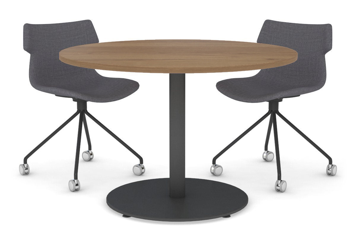 Sapphire Disc Base Cafe Table - 31.5 Inch Round Glass Top Outdoor Bistro Table for Patio, Garden, and Restaurant Use
