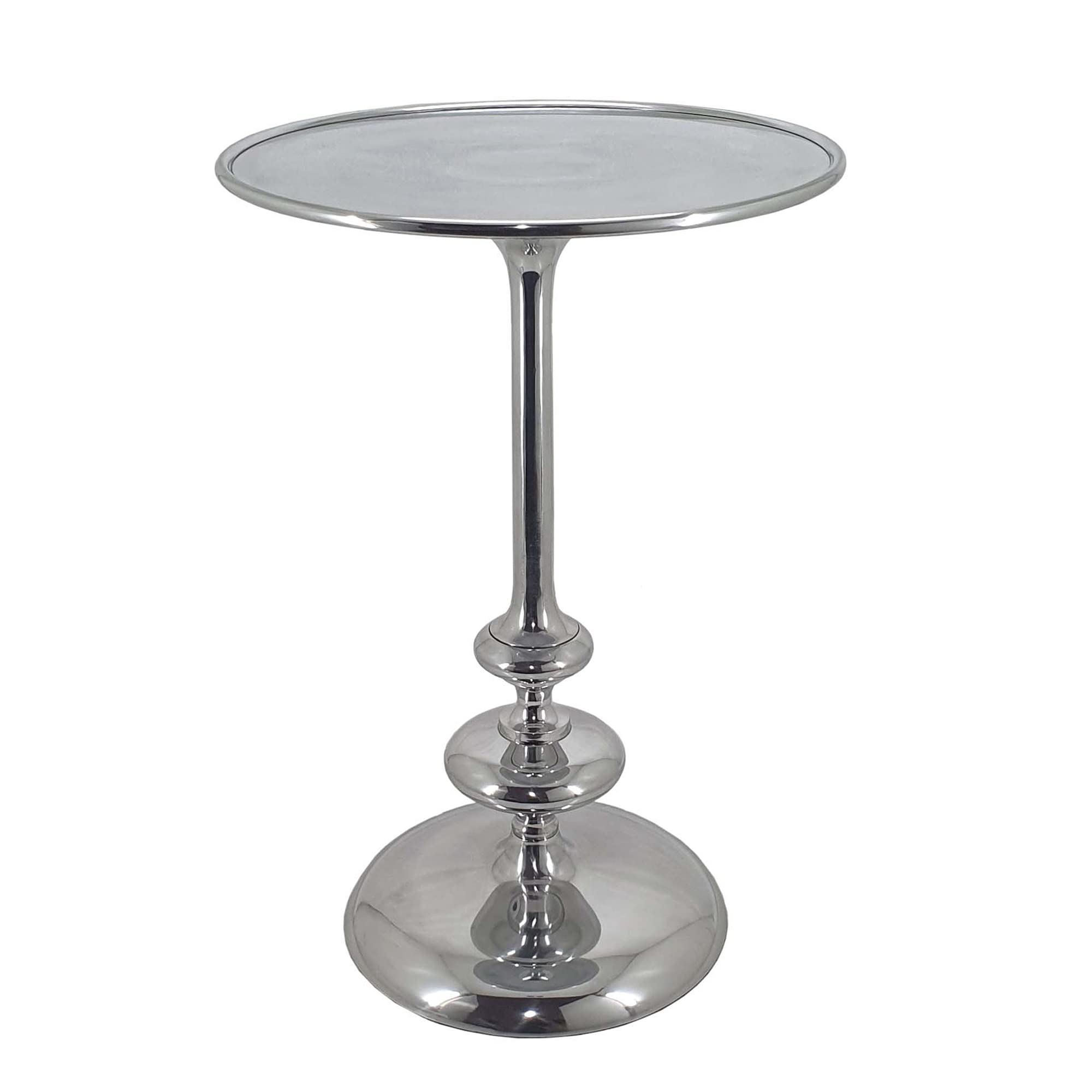 A&B Home Round Silver Side Table - 15