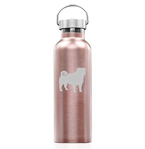 Rose Gold Double Wall Vacuum Insulated Stainless Steel Tumbler Travel Mug - 25oz Leakproof Water Bottle for Coffee & Tea - Perfect for Office, Gym, Hiking & Outdoor Activities