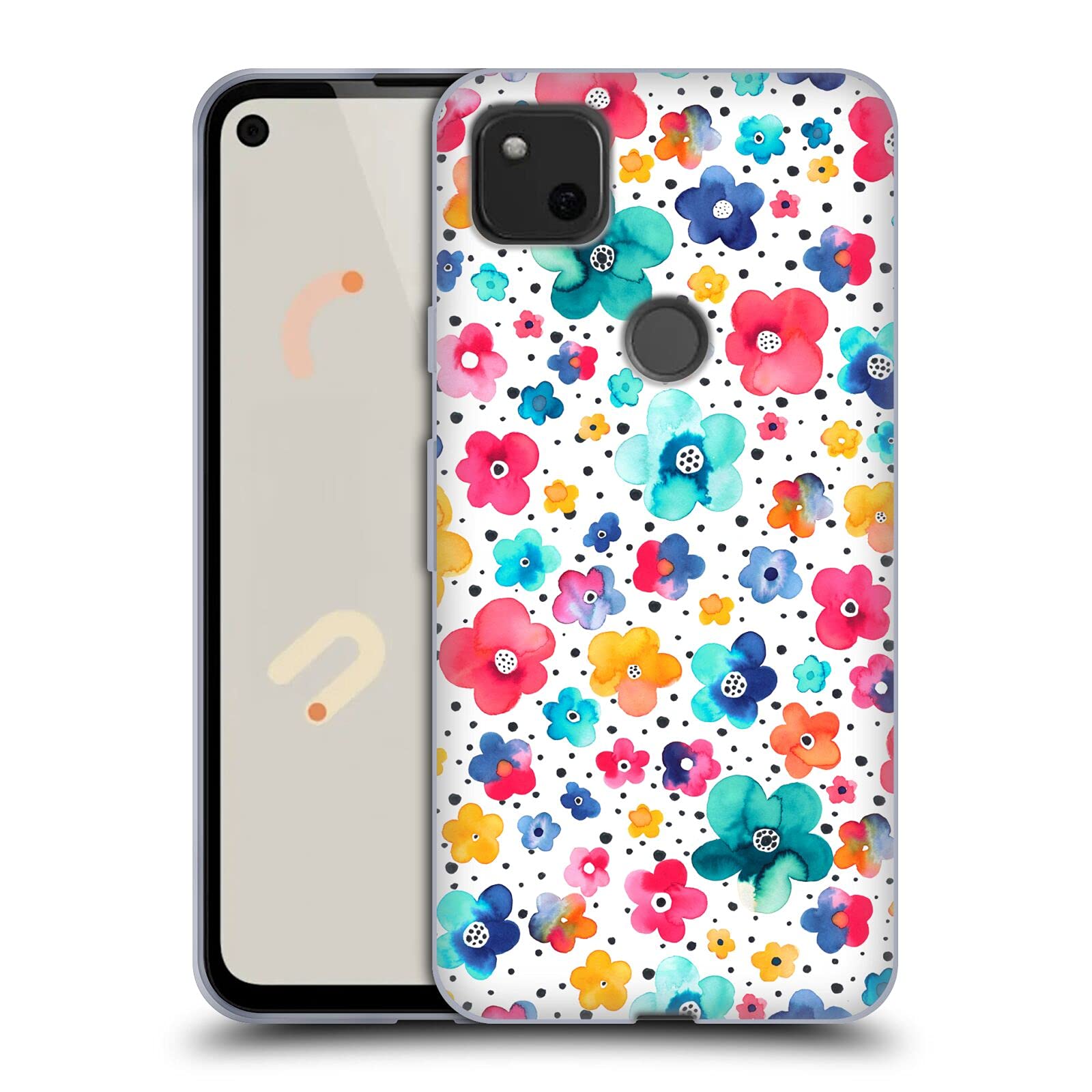 Official Ninola Dots Floral Case for Google Pixel 4a - Stylish & Soft Gel Protection for Everyday Use