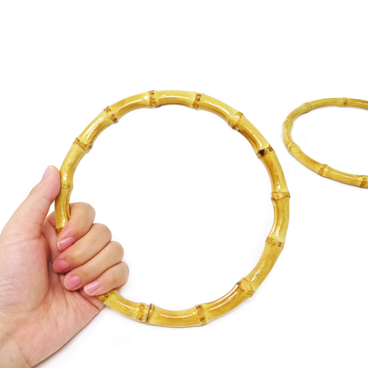 Honbay 2PCS Round Bamboo Bag Handles for Purses, Clutches & DIY Handbag Making - Perfect for Crafting, Sewing Projects & Handbag Repair