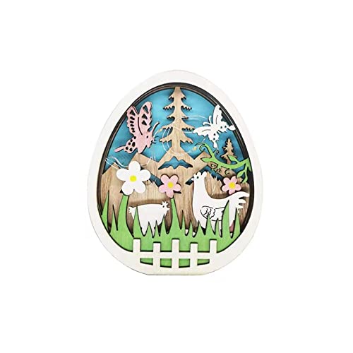 Easter Wooden Crafts - LED Egg Lamp Decorations, Hollow Bunny Pendants & Floral Lights for Creative Home Decor | Perfect for Easter Celebrations, Holiday Parties & Festive Home Lighting