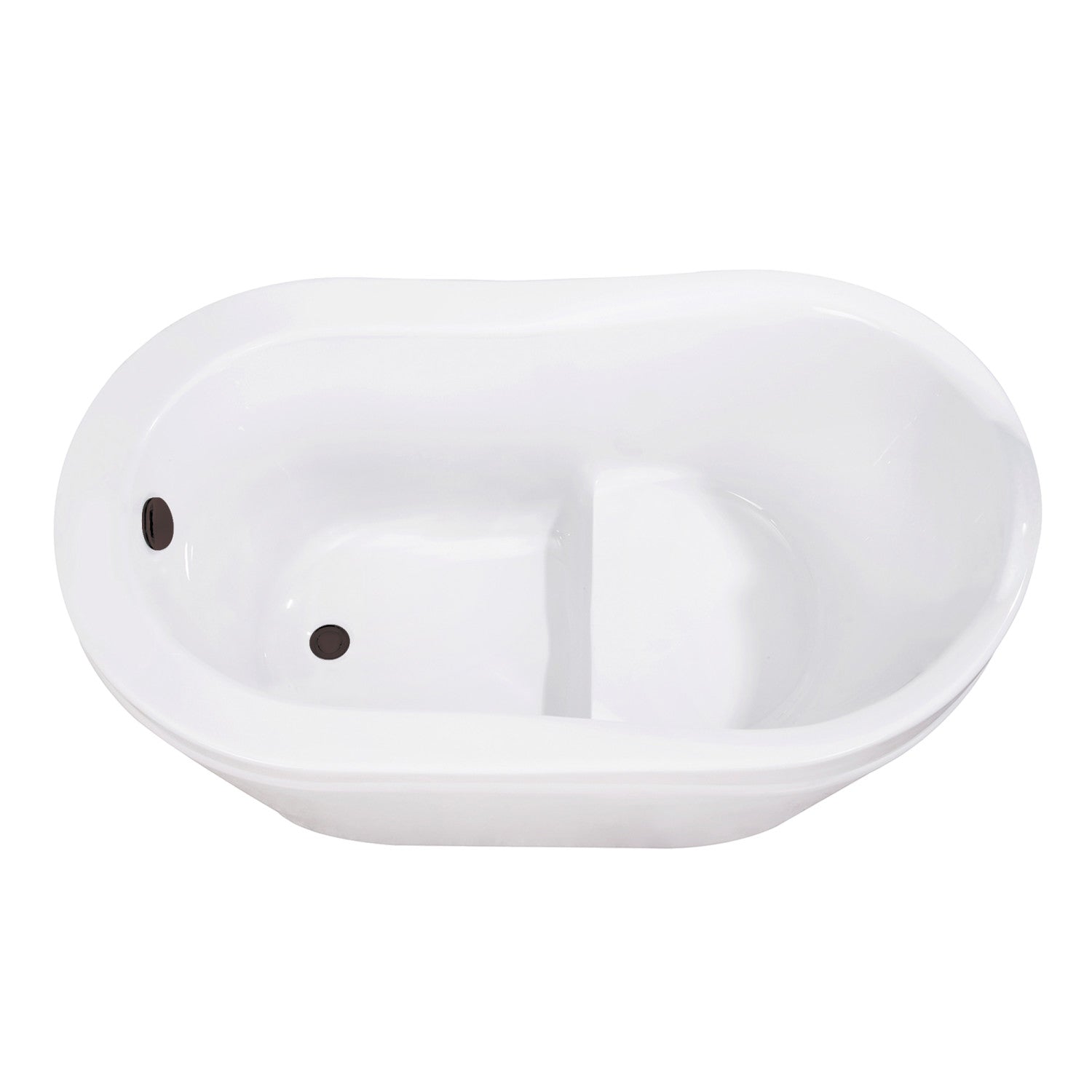 Aqua Eden 52 Inch Acrylic Oval Freestanding Bathtub with Overflow Drain & Built-in Seat - Glossy White/Oil Rubbed Bronze - Perfect for Luxury Bathrooms & Spa Retreats