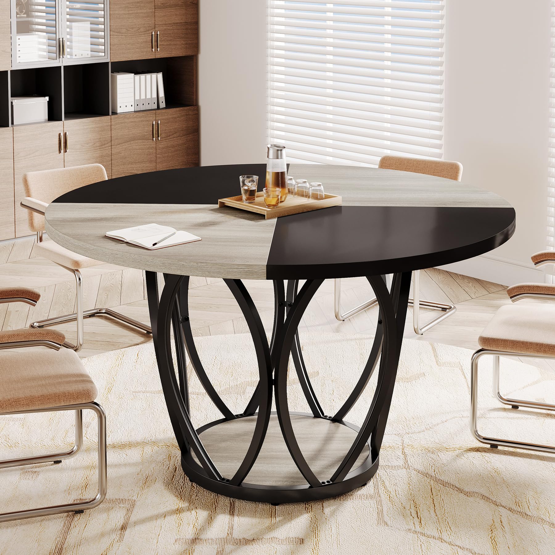Tribesigns 47-Inch Round Conference Table for 4-6 People | Modern Wooden Meeting & Seminar Table | Office Conference Room Furniture for Small Meetings & Team Collaborations