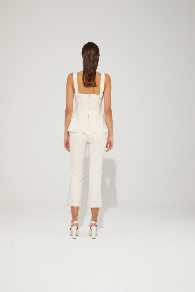 Channy Pearl Button Top for Women - Elegant Cream Blouse with Pearl Details - Perfect for Office Wear, Parties, and Casual Outings