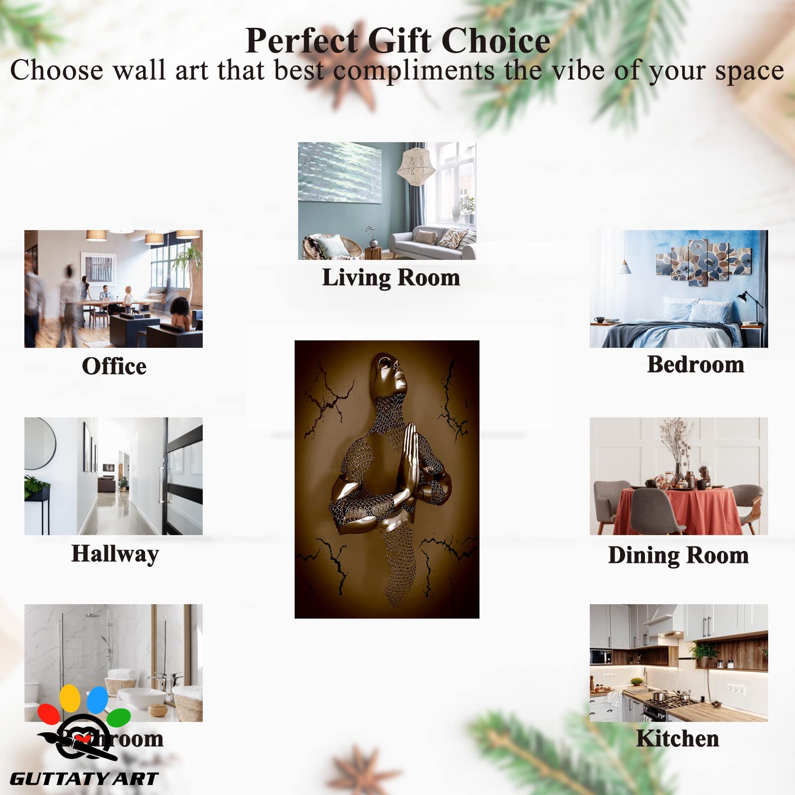 3D Metal Effect Love Heart Gray Canvas Wall Art - 32x48 Inches, Brown Yoga Pose Wall Decor for Living Room & Bedroom, Valentine's Day Gift for Couples | Perfect for Home Decor, Meditation Spaces & Romantic Gifts