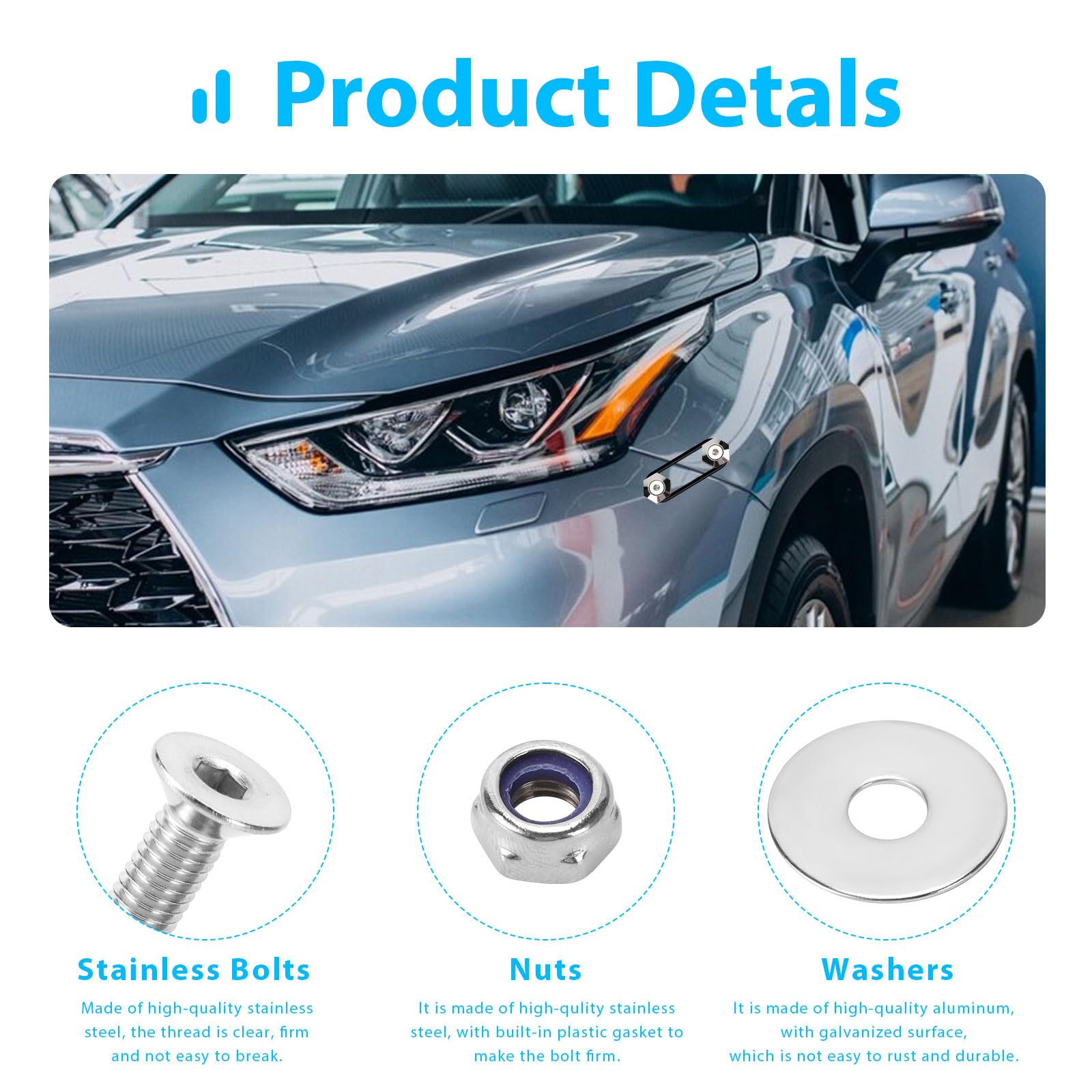 Universal Car Bumper Quick Release Kit - Dark Black Quick Release Bumper Holder & Fasteners for Easy Front Bumper Installation | Perfect for Car Modifications, Auto Body Repairs, and Custom Vehicle Styling