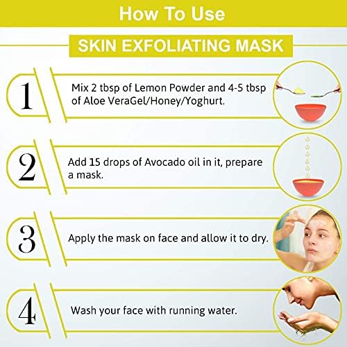 VS Products Organic Lemon Peel Powder 350g - Pure Jambiri Peel Powder for Glowing Skin & Face Care - Natural Nimbu Chilka Powder for DIY Beauty Recipes - Pack of 3x100g + 1x50g - Perfect for Exfoliating Scrubs, Face Masks & Hair Treatments