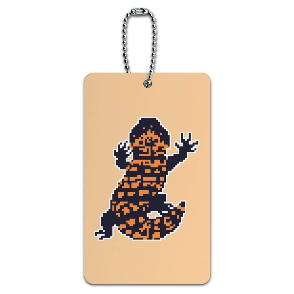 Gila Monster Pixel Lizard Luggage Tag - Durable Suitcase ID Card for Carry-On Bags - Perfect for Travel Identification & Lost Baggage Prevention