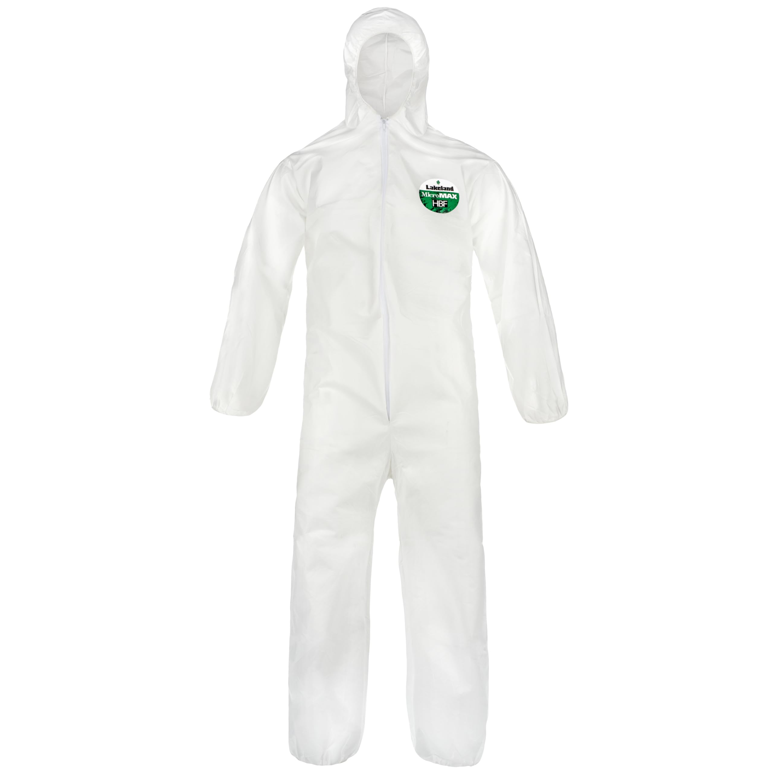 Lakeland MicroMax NS Disposable Coverall with Hood - Full Zipper, Elastic Wrists & Ankles - White PPE for Industrial, Medical & Chemical Protection