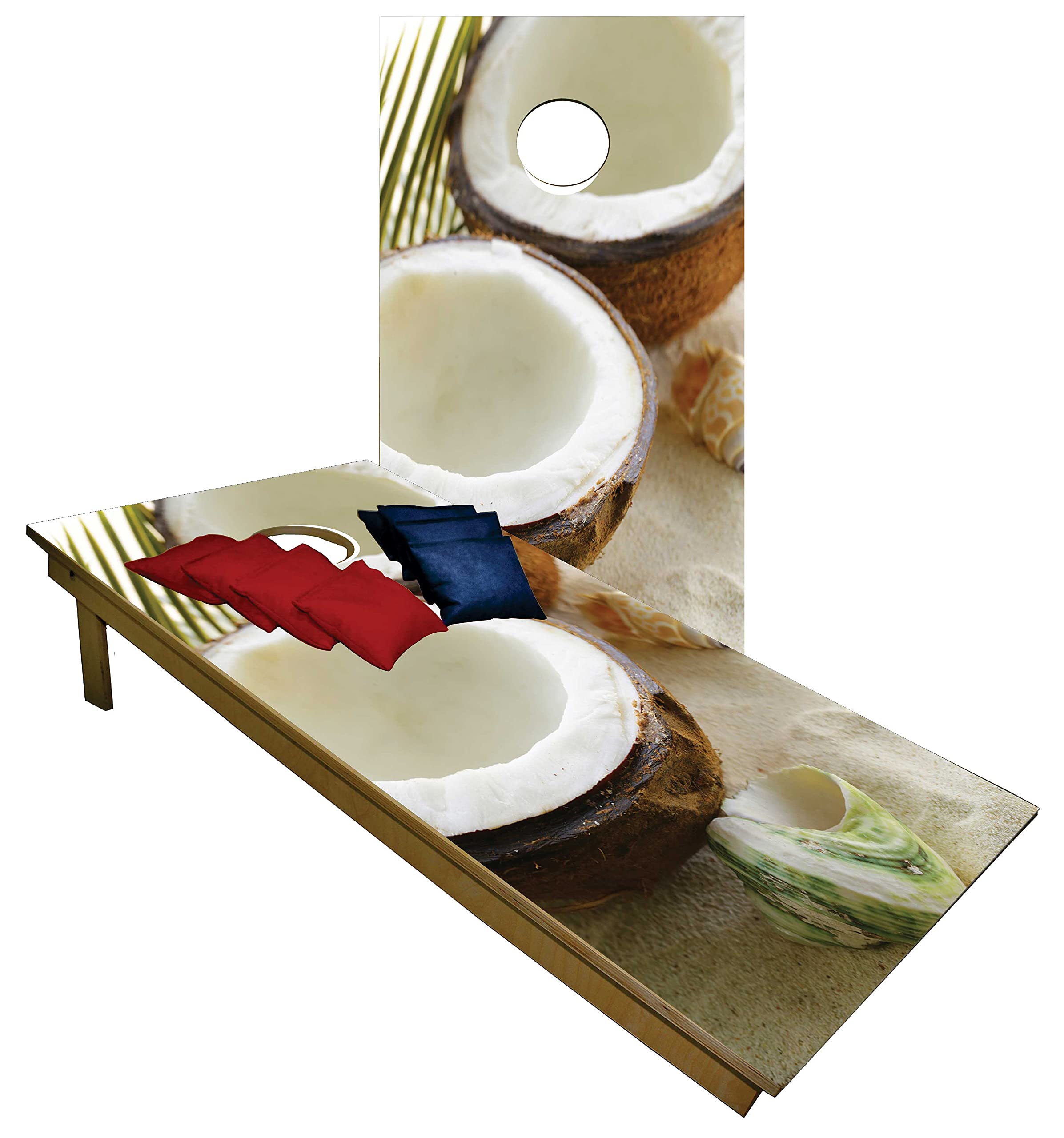 Premium Cornhole Game Set - Regulation Size Coconut Tailgate Cornhole Boards with 8 All-Weather Bean Bags - Perfect for Backyard Parties, Tailgating & Outdoor Family Fun
