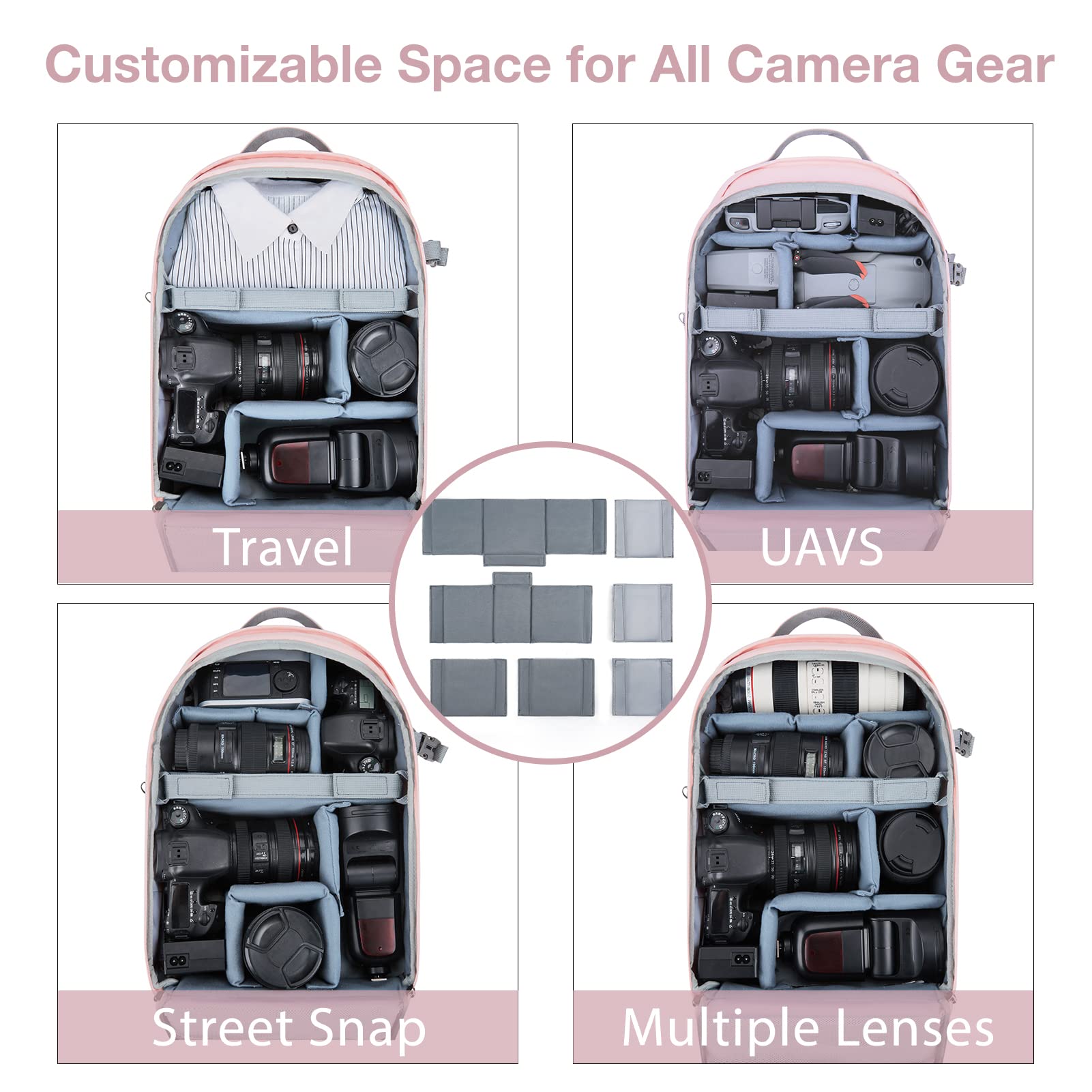 Bagsmart Waterproof DSLR Camera Shoulder Bag for Men & Women - Durable & Stylish Black Camera Gadget Case for Travel, Hiking & Photography