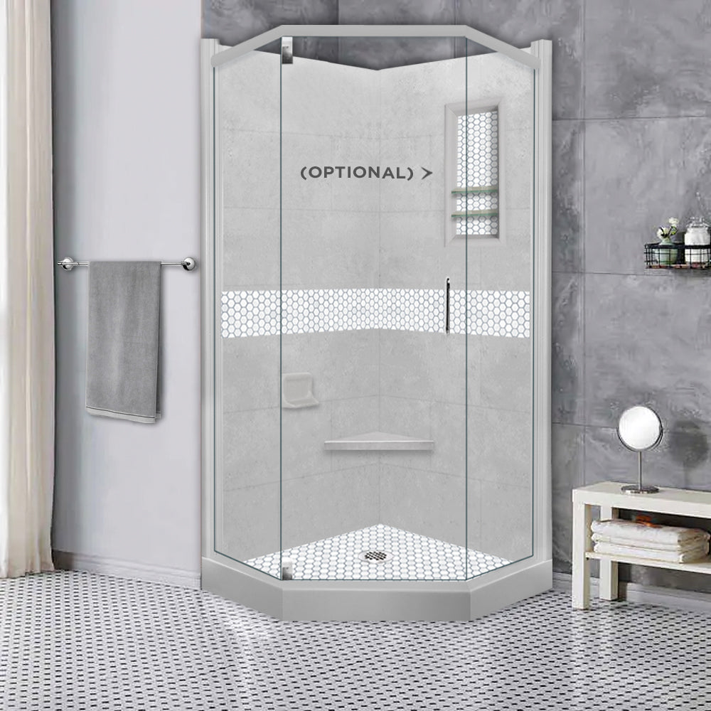 Neo Angle Portland Cement Sistine Stone & Pearl Hex Mosaic Tile - DIY Shower Remodel Kit for Bathroom Wall and Floor Decor
