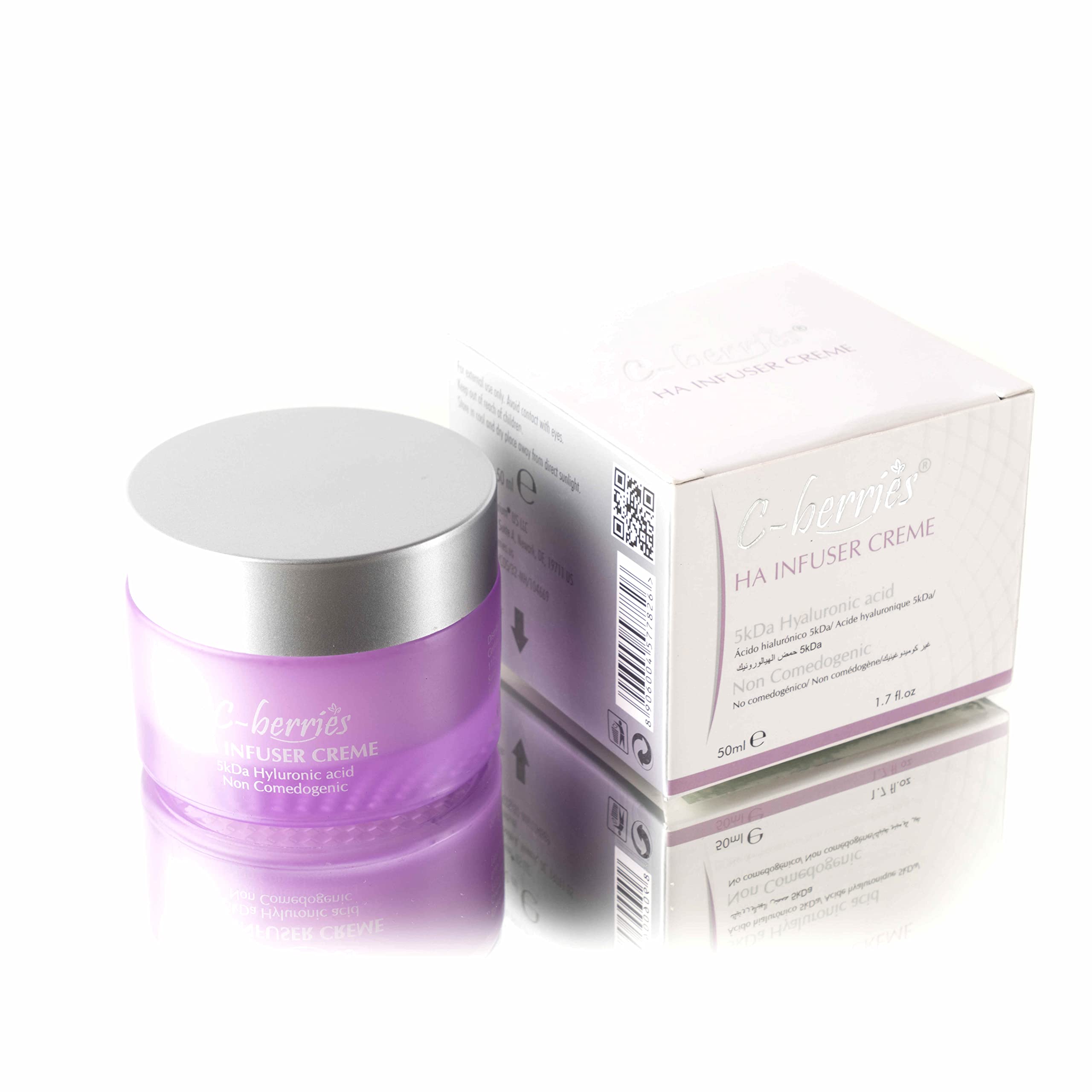 C-berries HA Infuser Cream - 50ml | 5kDa Hyaluronic Acid Face Moisturizer for Dark Spots & Uneven Skin Tone | Non-Comedogenic, Paraben-Free | Day & Night Hydration for Dry, Sensitive Skin | Perfect for Daily Skincare Routine & Anti-Aging Care