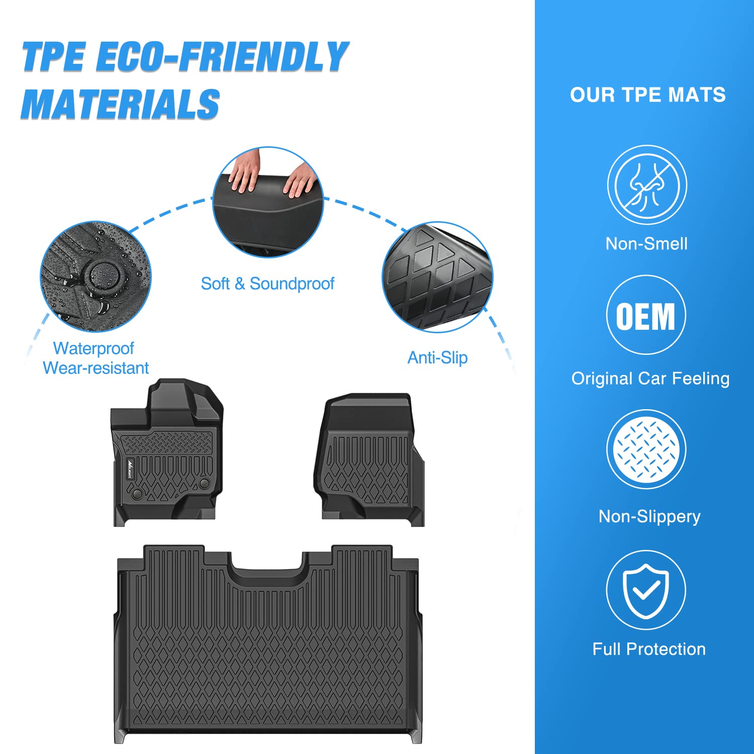 Nilight Custom Fit All-Weather Heavy Duty TPE Floor Mats for Ford F-150 & F150 Lightning SuperCrew Cab (2015-2025) - Perfect for Off-Roading, Daily Commuting & Extreme Weather Protection