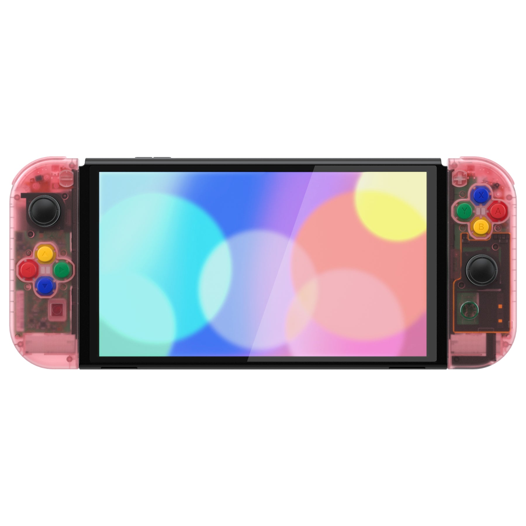eXtremeRate Cherry Pink Full Shell Replacement Kit for Nintendo Switch OLED - DIY Back Plate, Kickstand & Joycon Controller Housing with Colorful Buttons | Perfect for Gaming Enthusiasts & Custom Console Modding