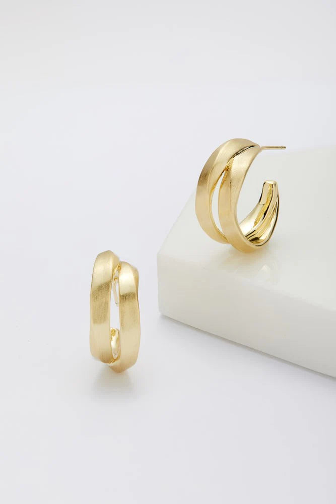 Zafino Hannah Brushed Gold Hoop Earrings for Women - Elegant Dainty Everyday Jewelry for Work, Date Night & Special Occasions