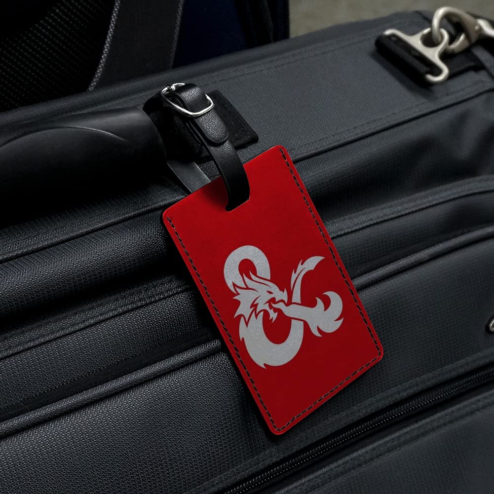 Dungeons & Dragons Leather Luggage Tag - Rectangle Ampersand Design for Carry-On Bags, Suitcases & Backpacks | Perfect for Travel, Conventions & Gaming Events