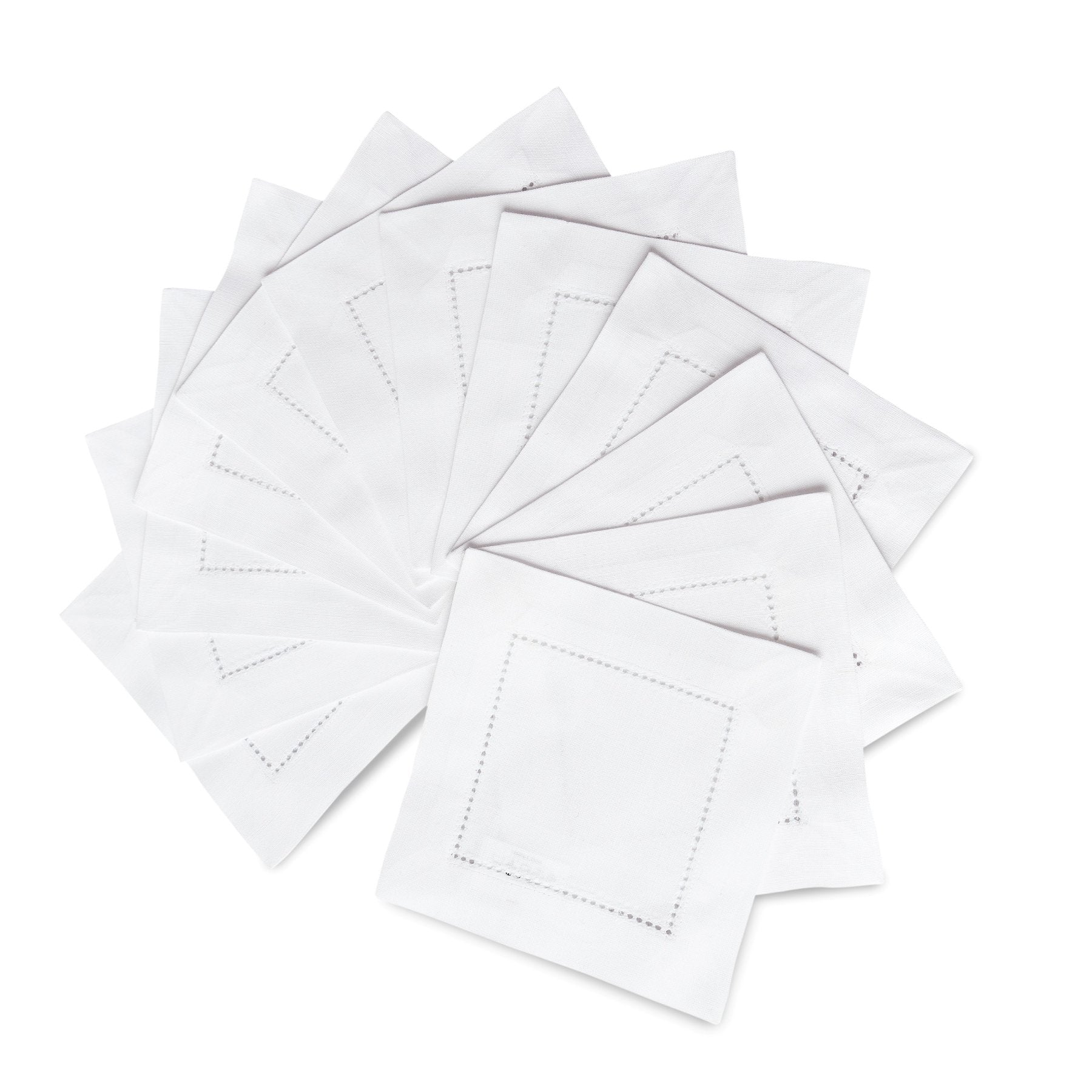 Premium Cotton Linen Hemstitch Cocktail Napkins - 12 Pack Elegant Dinner Napkins for Parties, Weddings & Home Decor - Absorbent & Reusable Beverage Napkins for Drinks & Appetizers