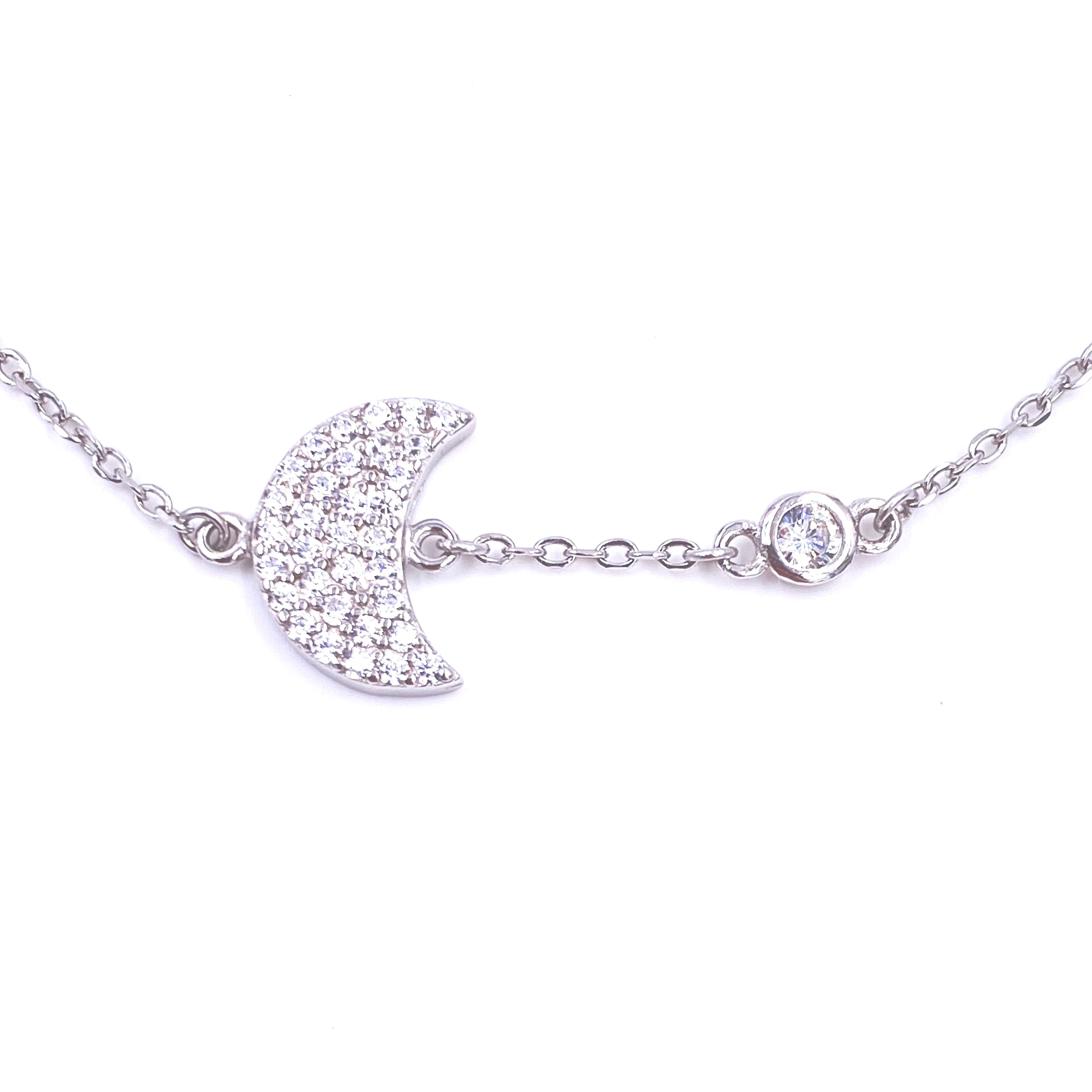 Ashley Gold Sterling Silver CZ Moon Design Link Chain Bracelet for Women | Elegant Jewelry Gift for Birthday, Anniversary & Special Occasions