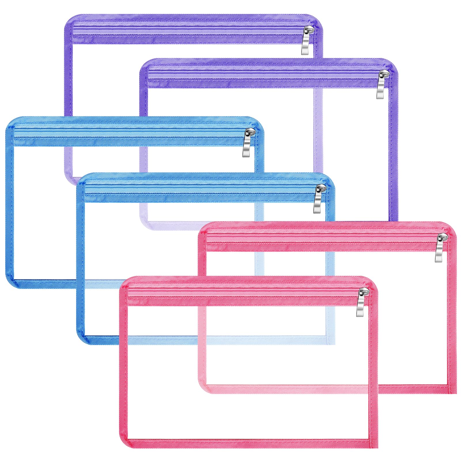 Zealor 6/12 Pack Clear Zipper Pouches - 12x8 Inch Waterproof Makeup Bags for Travel, Cosmetics & Medical Supplies | Portable PVC Organizer for Toiletries, Pencils & Outdoor Essentials