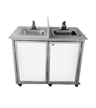 Monsam PSE 2007D Portable Double Basin Sink for Kids - 30 Inch Height, Ideal for Daycare, Preschool & Home Use